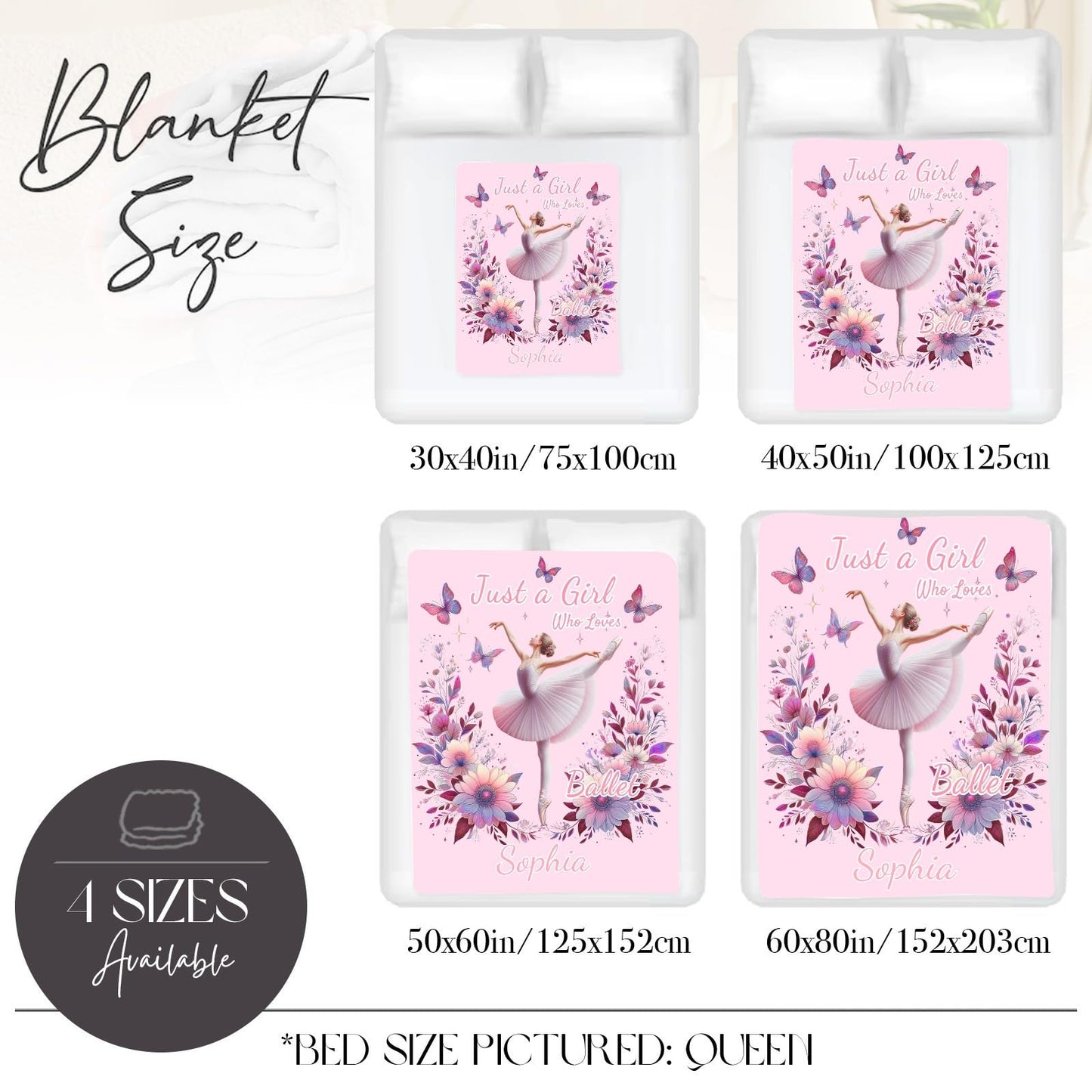 Xaviynch Ballet Blankets for Girls, Custom Blanket with Names - Personalized Anniversary Wedding Valentine's Day Gift Blankets for Sofa Bed Office All Season