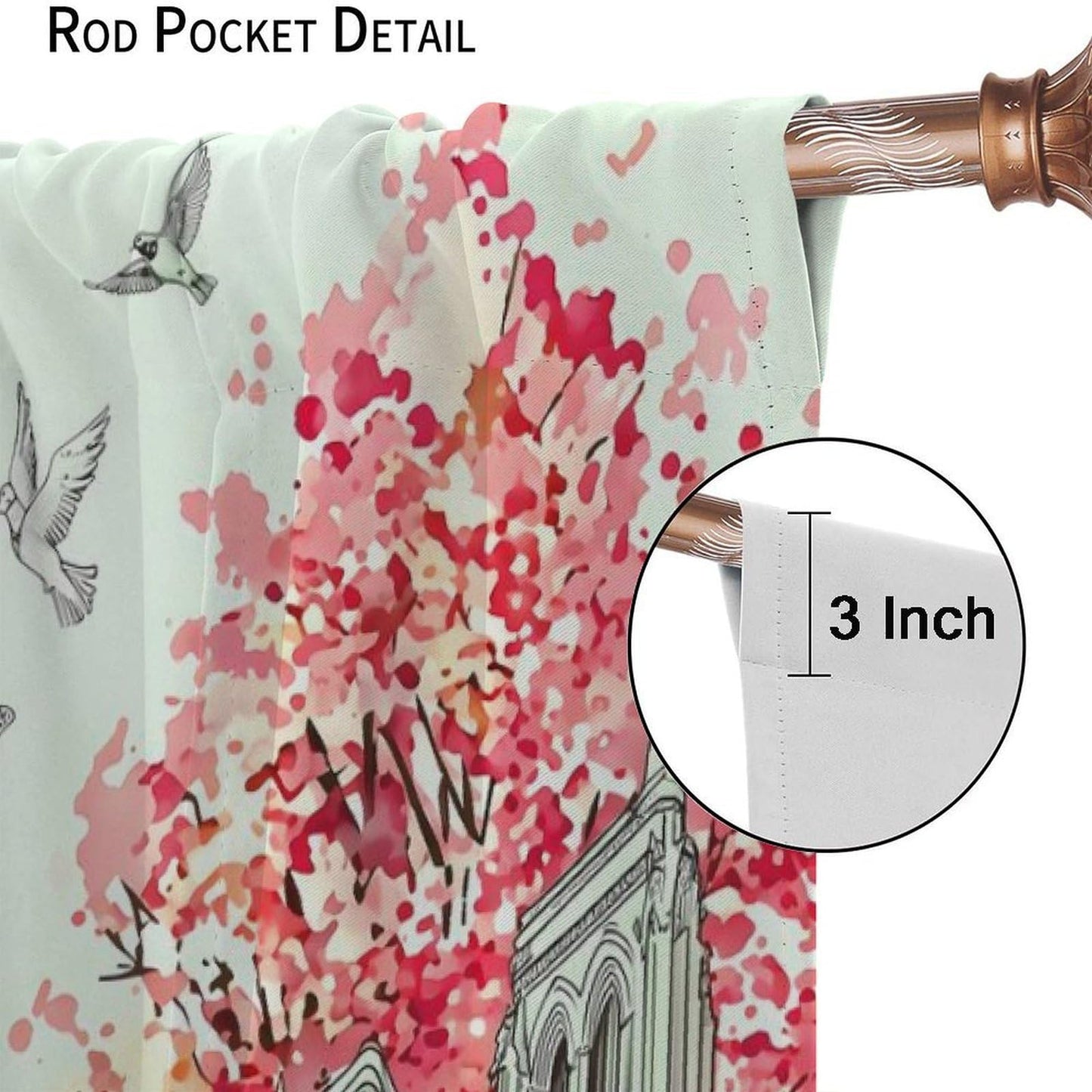 TYVGICZ Red Paris Modern Curtains, Landscape Architecture City Scenery Eiffel Tower Landmark Famous Romantic Window Treatments for Girls Woman Bedroom Living Room Kitchen Bathroom 2 Panels,42x45 Inch
