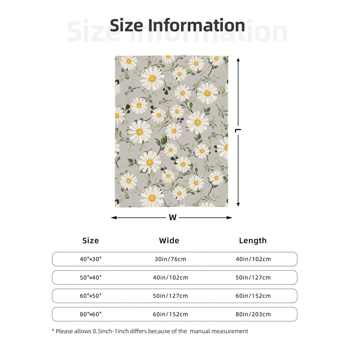 Abucaky White Daisies Flower Fleece Throw Blanket Ultra Soft Cozy Decorative Flannel Blanket for Home Bed Couch Chair Travel 50x40in