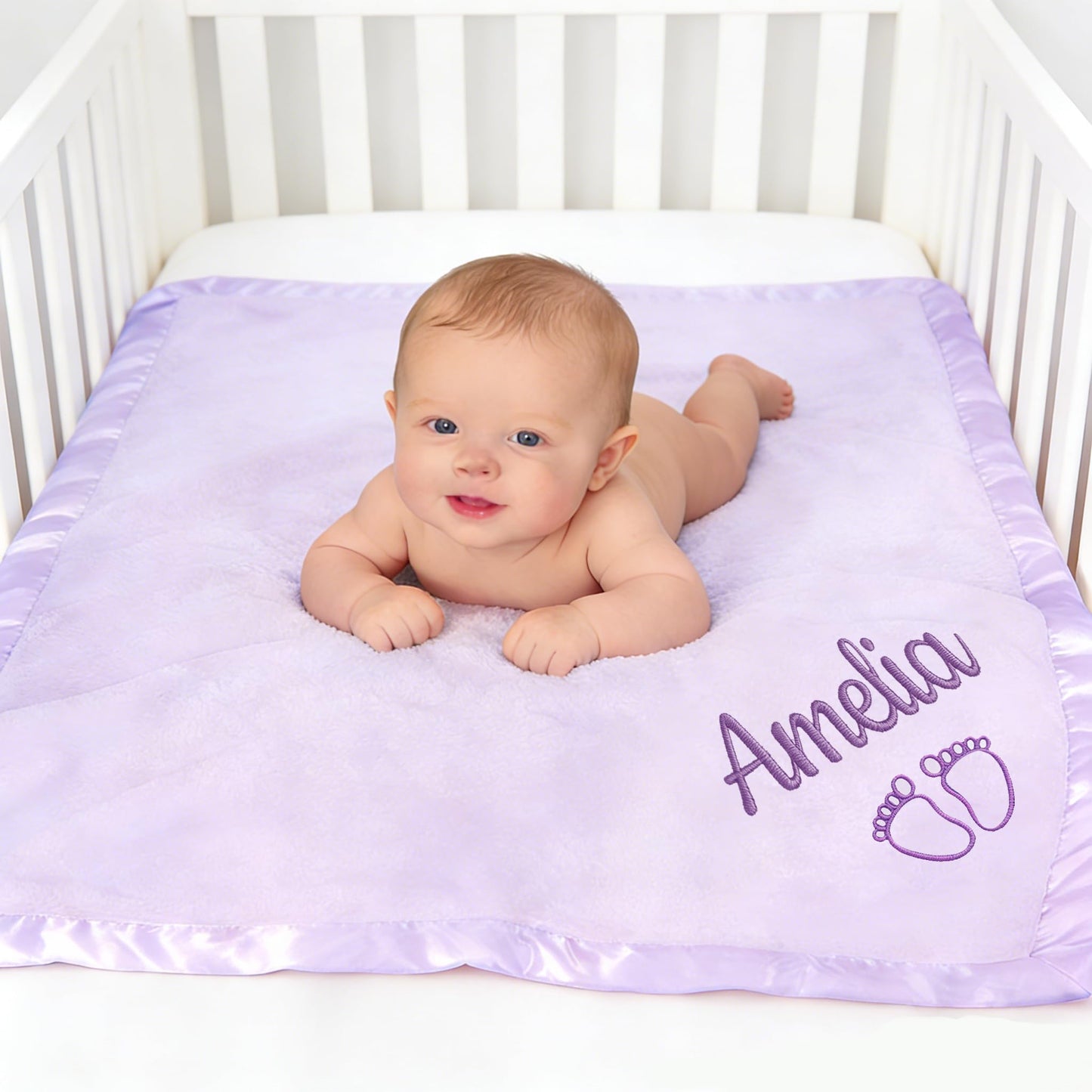 Personalized Baby Blanket with Embroidered Name,Custom Baby Receiving Blankets Soft Fleece Toddler Blanket for Newborn Baby Girl Shower Gifts -36" x 36"