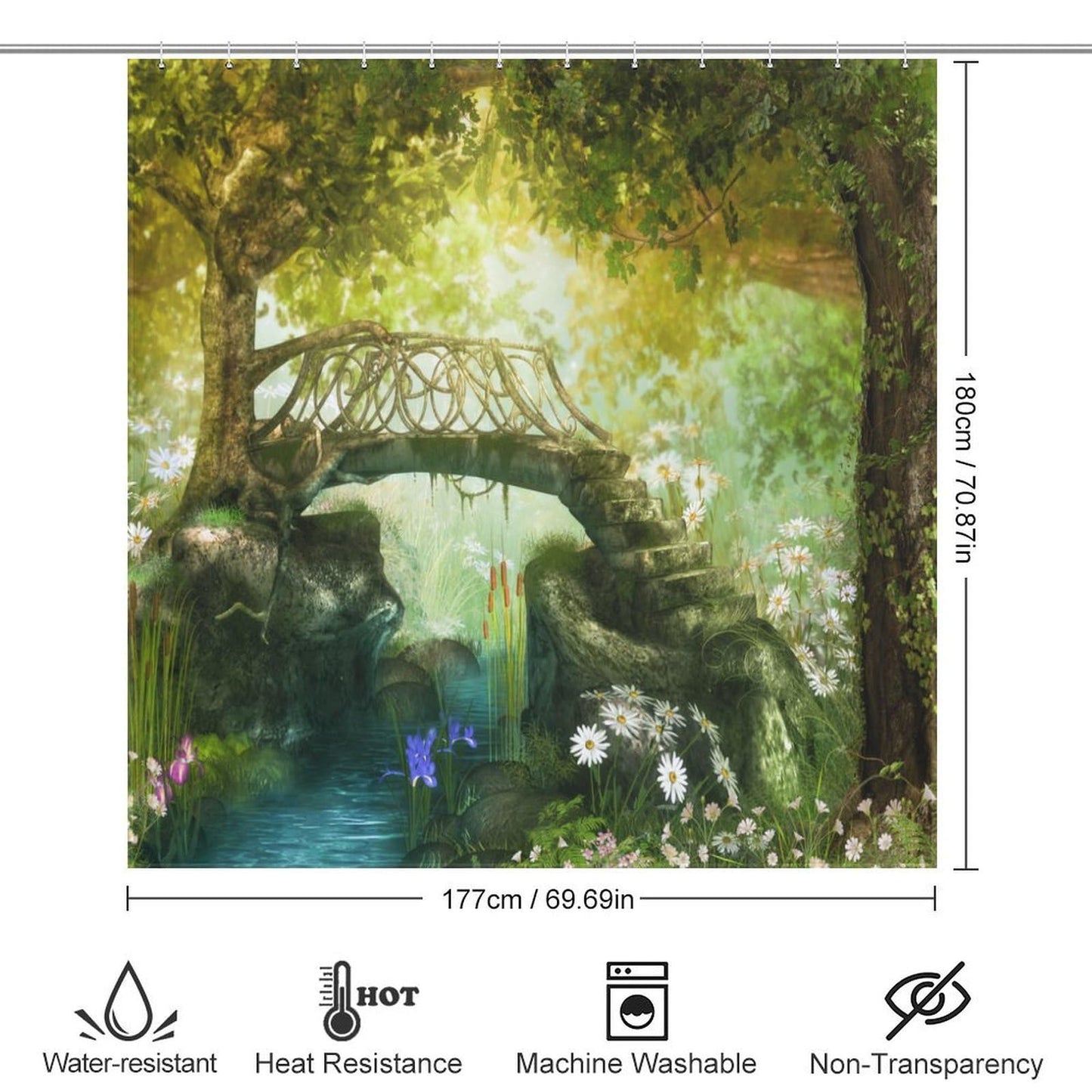 TYVGICZ Forest Shower Curtains,Tree Cave Drapes Fantasy Nature Landscape Backdrop Rainforest Jungle Bath Curtains for Bathroom Decor Polyester Fabric，66x72 Inch