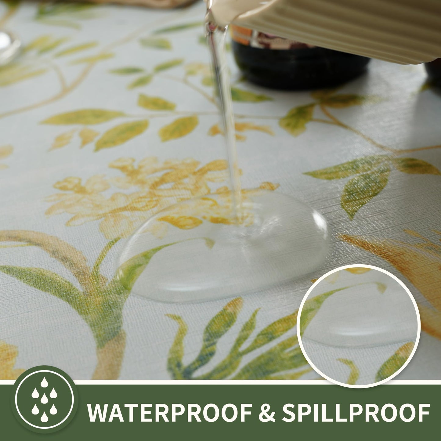 HOMOHEINI Rectangle Table Cloth,100% Waterproof Tablecloth Oil Proof Spill Proof Vinyl Table Cloth, Wipe Clean Plastic Table Cover for Dining, Camping, Indoor and Outdoor 52" x 70",Leaves