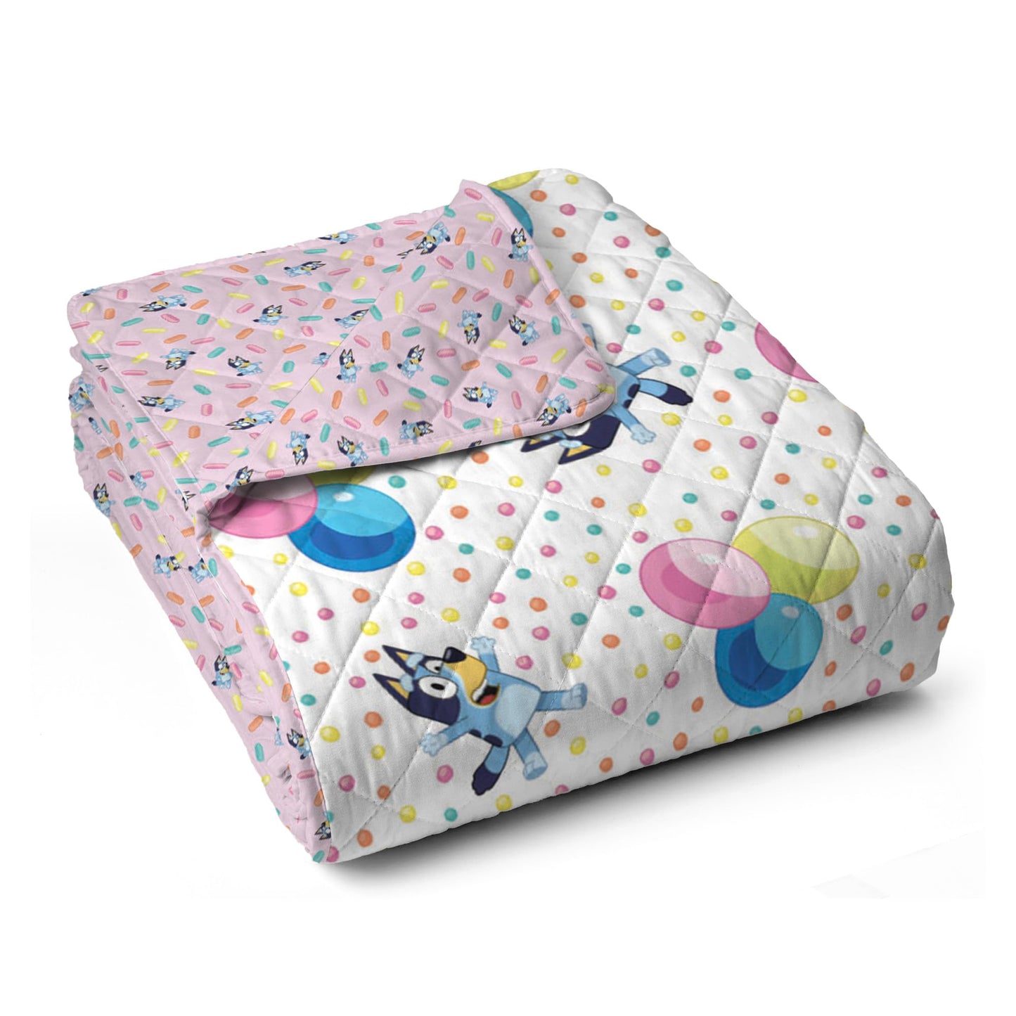Northwest Bluey Balloon Celebration Quilted Throw Blanket – Official Cartoon Throw Blanket Featuring Bluey, for Adults Boys Girls Bed, Couch, or Playroom, 60 x 80 Inches