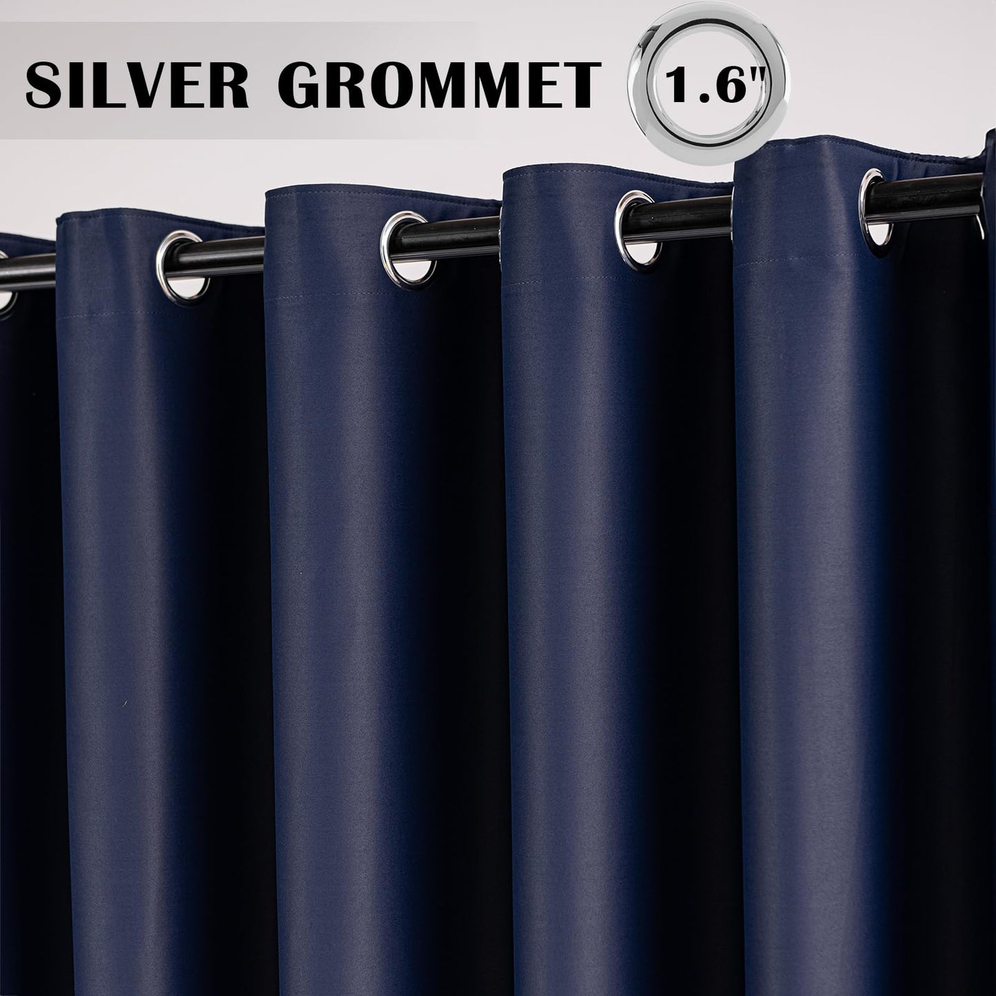 Tiadkh Home Decor Blackout Extra Long Curtains，132" Long Grommet High Ceiling Draps Noise Reducing 2 Story Curtains for Living Bedroom Windows(1Panel，W52xL132)