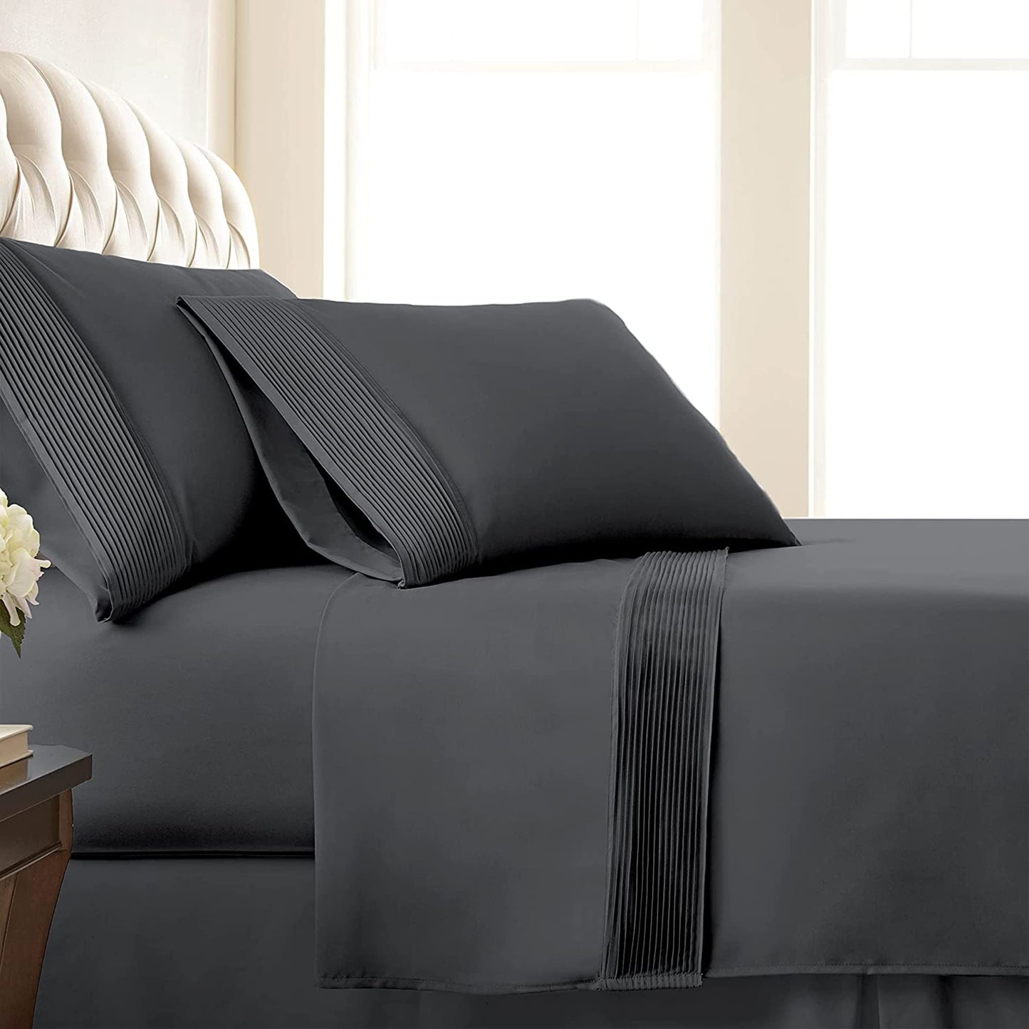 Southshore Fine Living, Inc. Queen Bed Sheets deep Pocket Set with 21" Deep Queen Fitted Sheet, Pillow Cases Standard Set of 2 | Hotel Luxury Quality | Easy Care Microfiber Sheets | Slate
