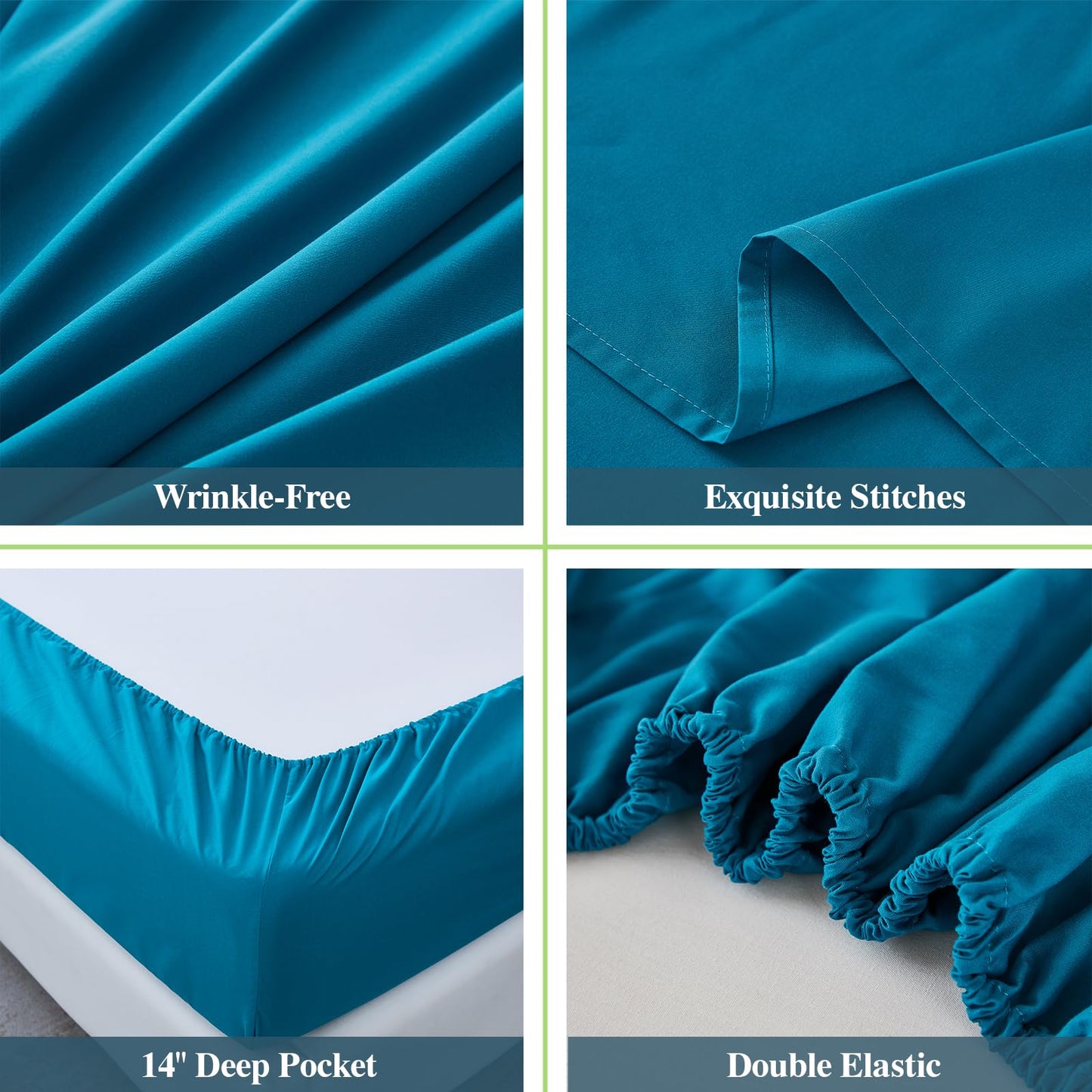 ILAVANDE Teal Queen Sheets Set 6 Piece,Hotel Luxury Super Soft 1800 Series Microfiber Queen Bed Sheets Set-Wrinkle Free & Breathable-14 Deep Pocket Sheets for Queen Size Bed(Queen,Teal)
