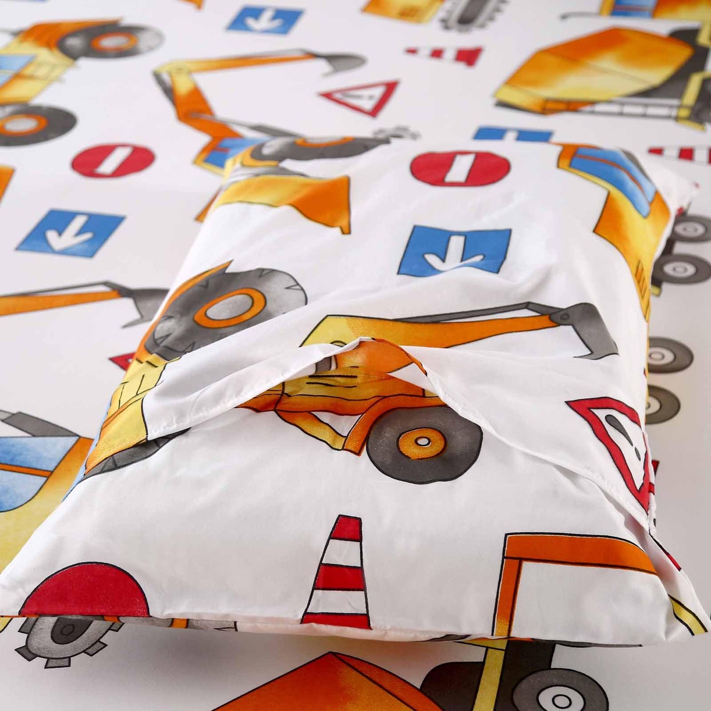 SDY 4 Pieces Construction Sheets Queen,Cozy Construction Sheets for Boys Girls Kids Cars Sheet Set Included 1 FittedSheet with 14'' Deep Pocket + 1 Top FlatSheet + 2 Pillowcases