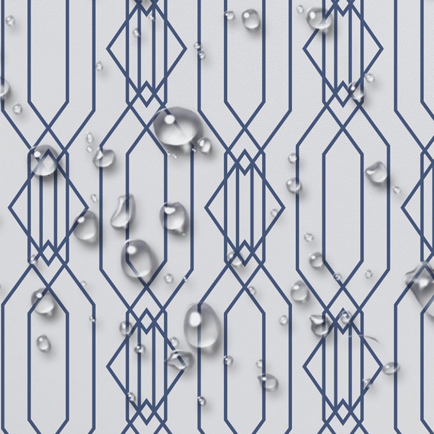 NAEMBCU No Hook Shower Curtain and Liner Set - Blue Gray Geometric Bathroom Shower Curtain with Liner, Waterproof Fabric with See Through Top Window, 71x74 Inch