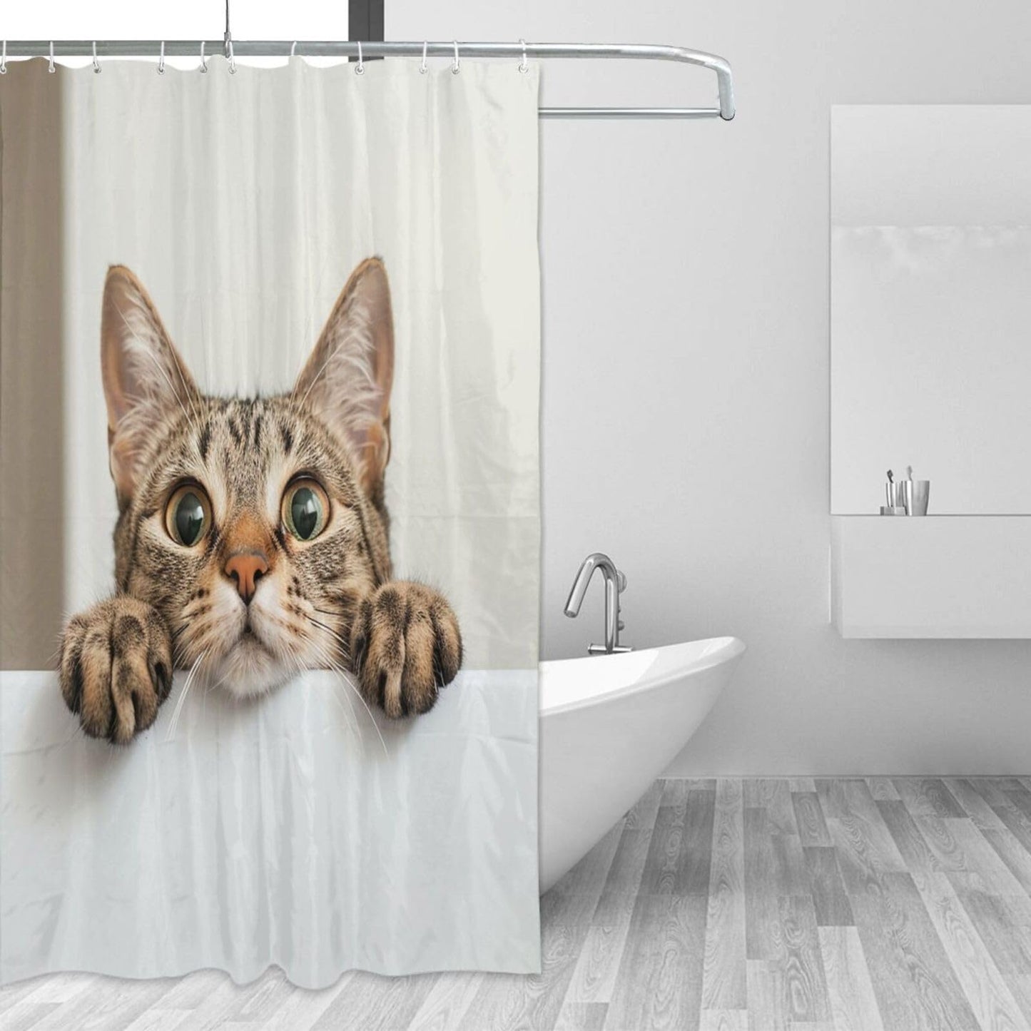 Myfsucce Funny Cat 72 * 72 Inch Shower Curtain Waterproof Bathroom Curtains with Grommets and Hooks for Bathroom Decor