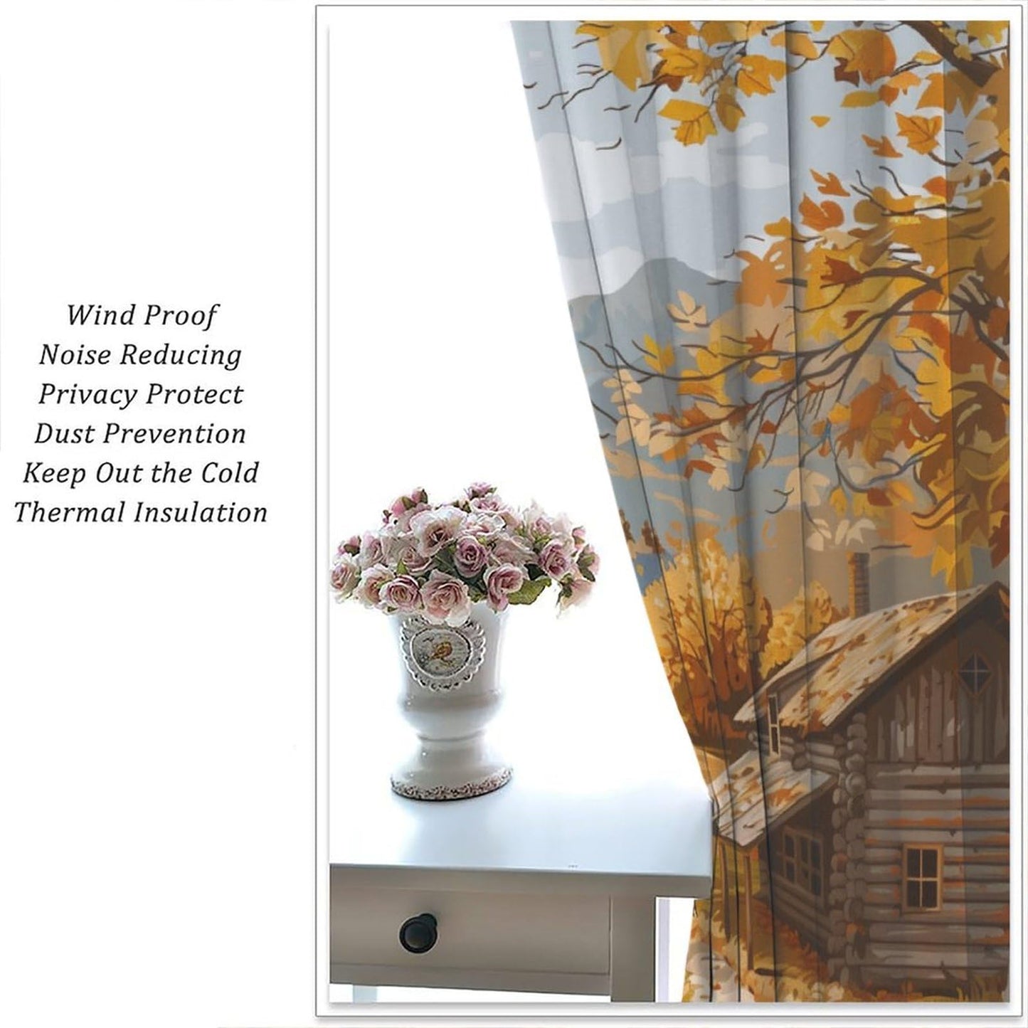 DIPQIMI Lodge Mountain Tree Blackout Curtains for Bedroom/Living Room, Retro Nature Landscape Curtains Rod Pocket Thermal Insulated Window Drapes, 2 Panels/Each 21" W x 45" L
