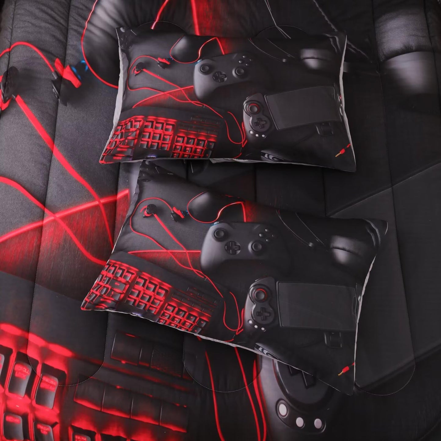 GRAT TIOC Gaming Comforter for Boys Teens,Game Bedding Sets Twin,Kids Gamer Comforter Set,Video Game Bedroom Bed Set Controller Duvet All Season 3 Piece