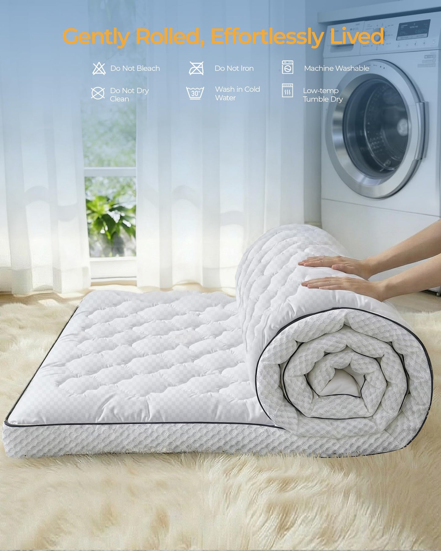 3 Inch Full Mattress Topper, Extra Thick Memory Foam Mattress Pad for Back Pain Relief, Pillow Top Mattress Topper with Breathable Air Mesh Sides, Soft Fluffy Supportive Pressure-Relieving Bed Topper