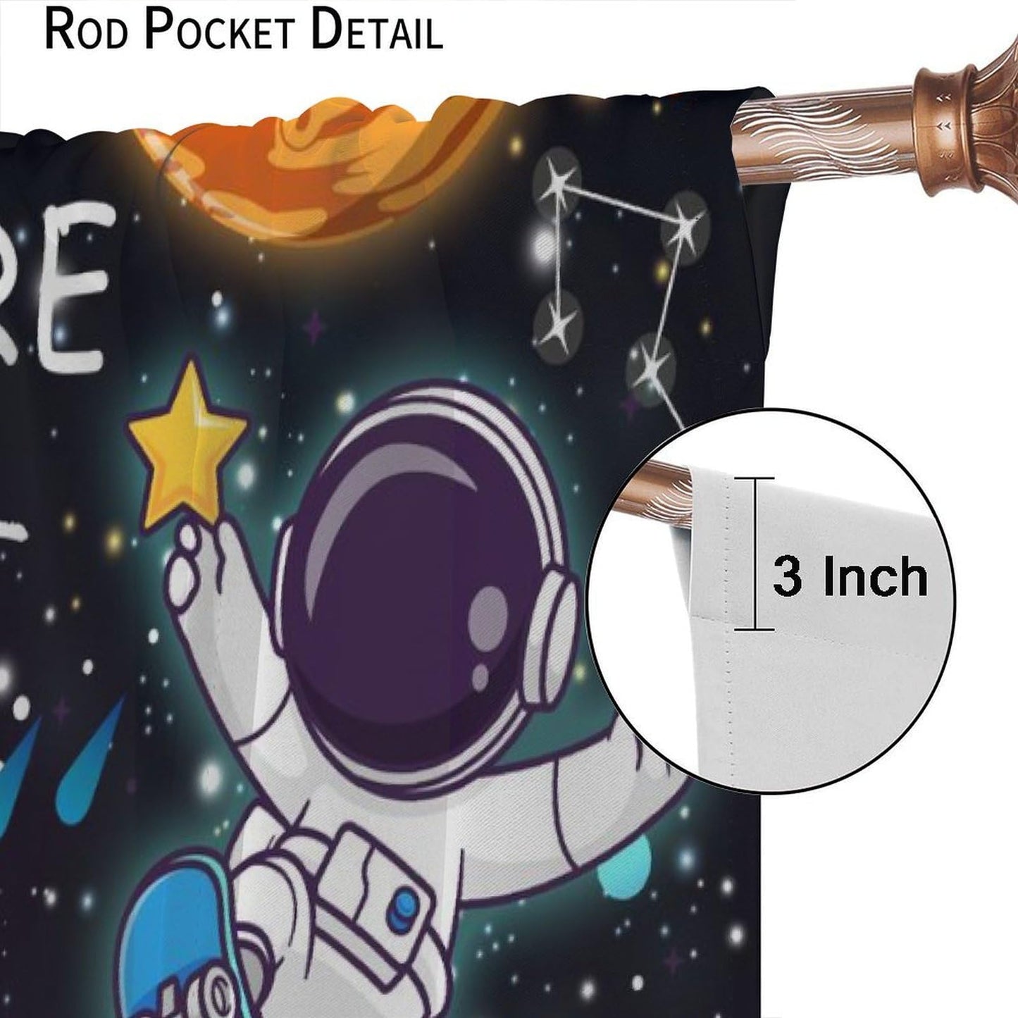 AAVEUP Space Astronaut Blackout Curtains for Kids,Cartoon Universe Galaxy Space Planet Astronaut Inspirational Quotes Learning Window Treatments for Boys Nursery Bedroom Living Room 63x72in