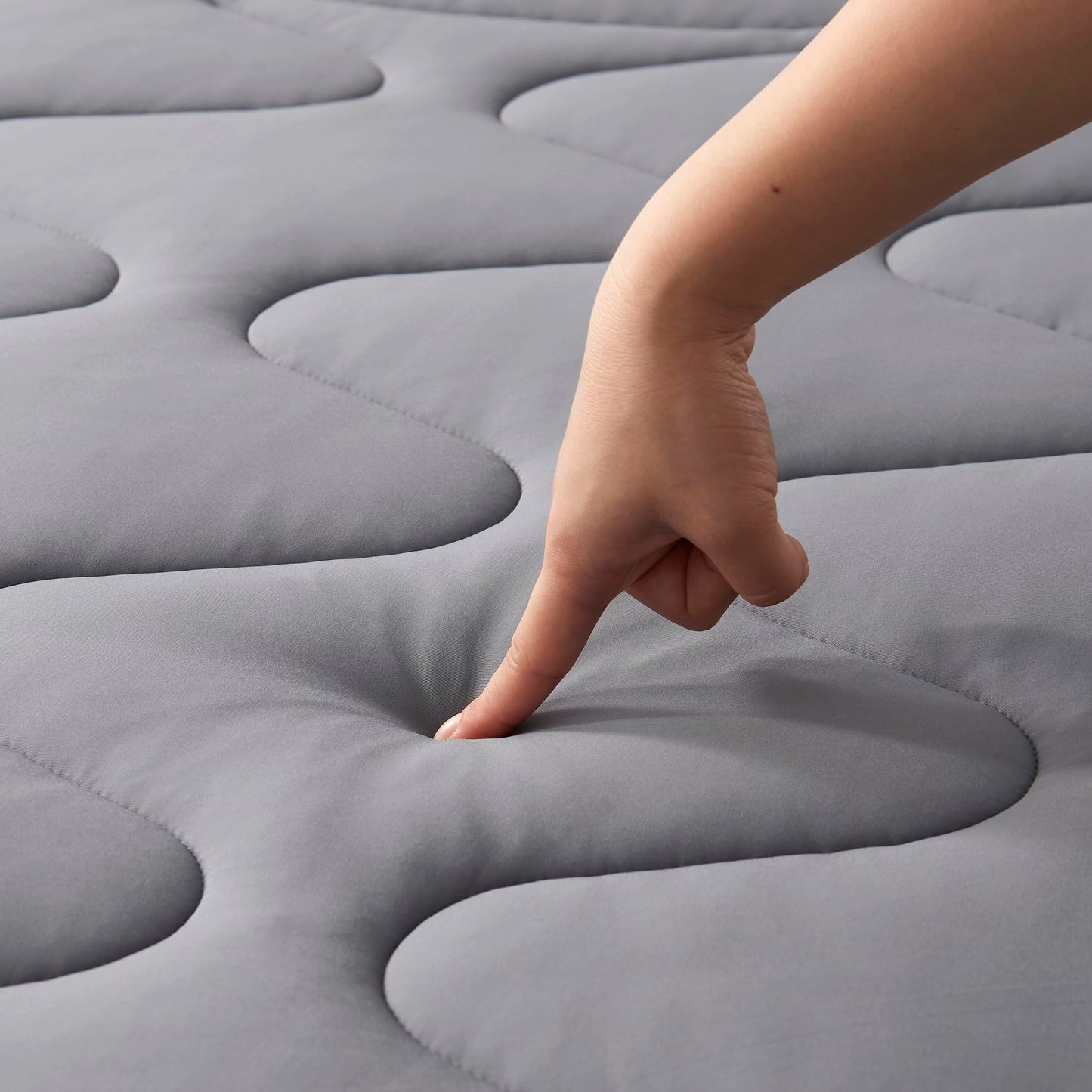 Sleep Zone Cooling Mattress Pad Twin XL, Support Mattress Topper, Breathable and Soft Mattress Protector, Deep Pocket Bed Cover, Machine Washable (Dark Grey, Twin XL)