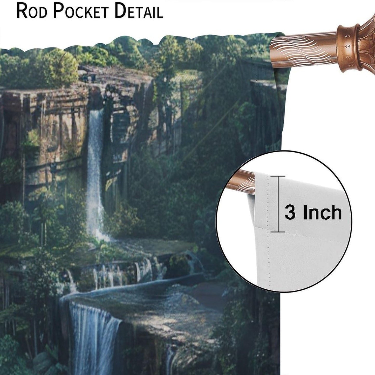 TOWINSFB Classic Waterfall Landscape Blackout Curtains, Forest Mountain Jungle Bird Home Decor Rod Pocket Window Drapes for Living Room Bedroom - 42" W x 63" L