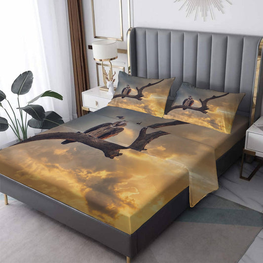 THYUNQ Vulture Sheets Full Size Bed, 3D Animal Bird Pattern Bedding Sheets & Pillowcases - 16 Inch Deep Pocket, Super Soft Microfiber Printed Sheet Set 4 Piece