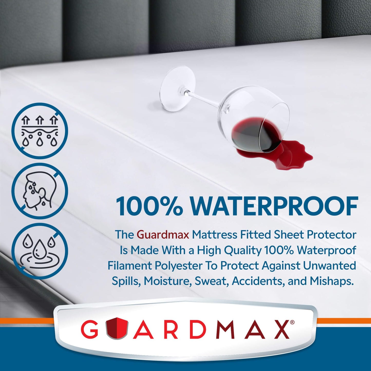 Guardmax Jersey Knitted Cot Size Mattress Protector - Waterproof & Dust Mite Proof Mattress Cover with Stretchable Pockets - Soft, Comfortable, & Noiseless Waterproof Fitted Sheet.(33 x 75 X 12)