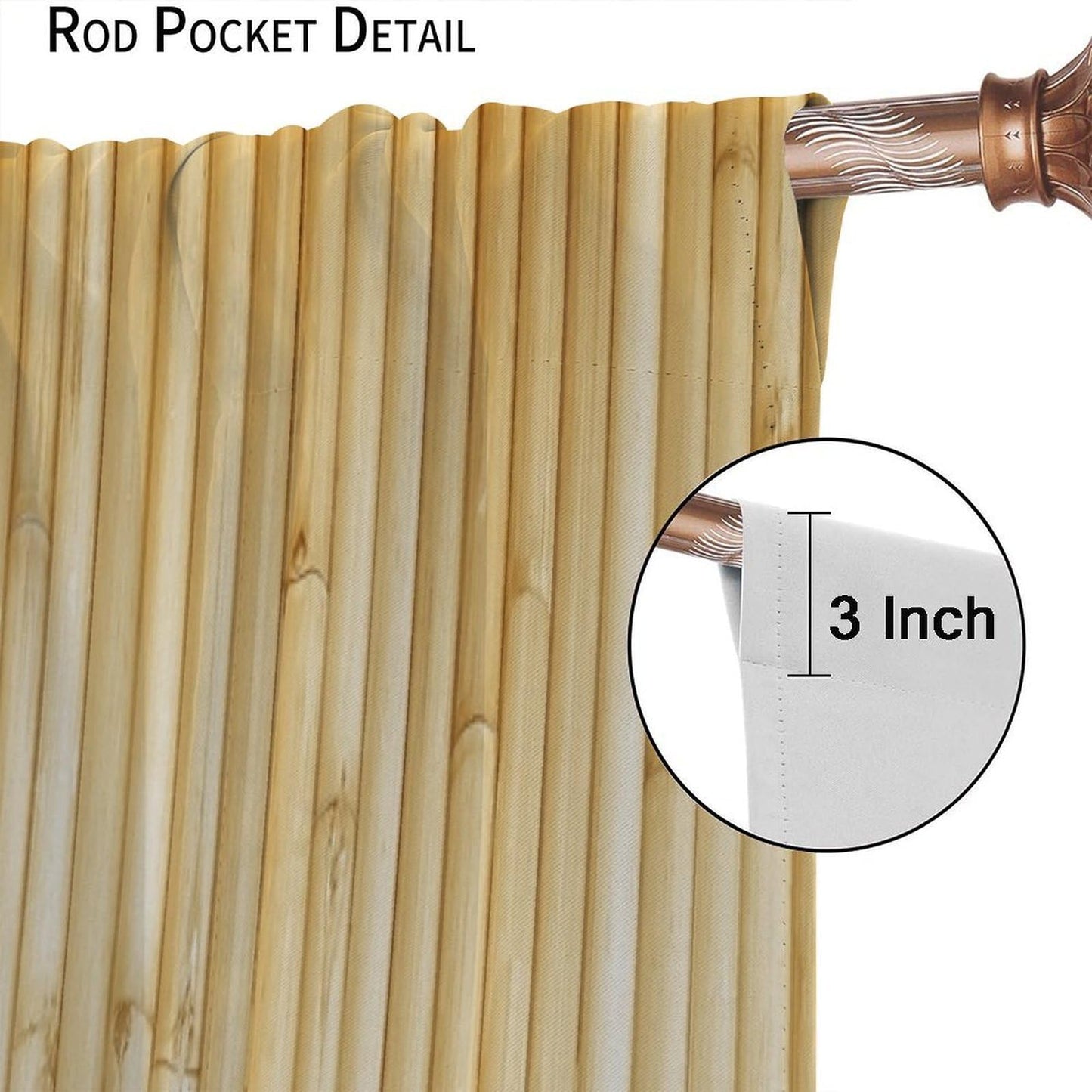 TYVGICZ Bamboo Curtains, Asia Chinese Bamboo Stems Hinese Japanese Style Asian Calligraphy Style Culture Theme Yellow Window Treatments for Living Room Bedroom Drapes, 42x45 Inch