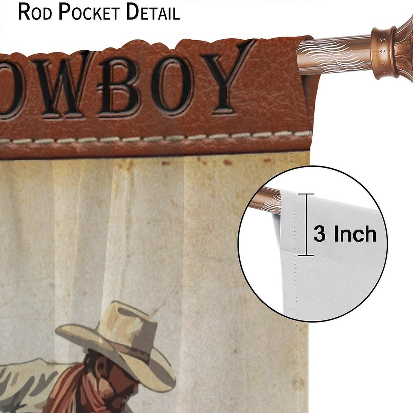 LOMADIA Cowboy Horse Blackout Curtain, Rustic Old Western Farm Retro Farmhouse Cowboy Pattern Drapes Window 2 Panel Rod Pocket Curtain for Kitchen Living Room Bedroom Deocr 42x45in