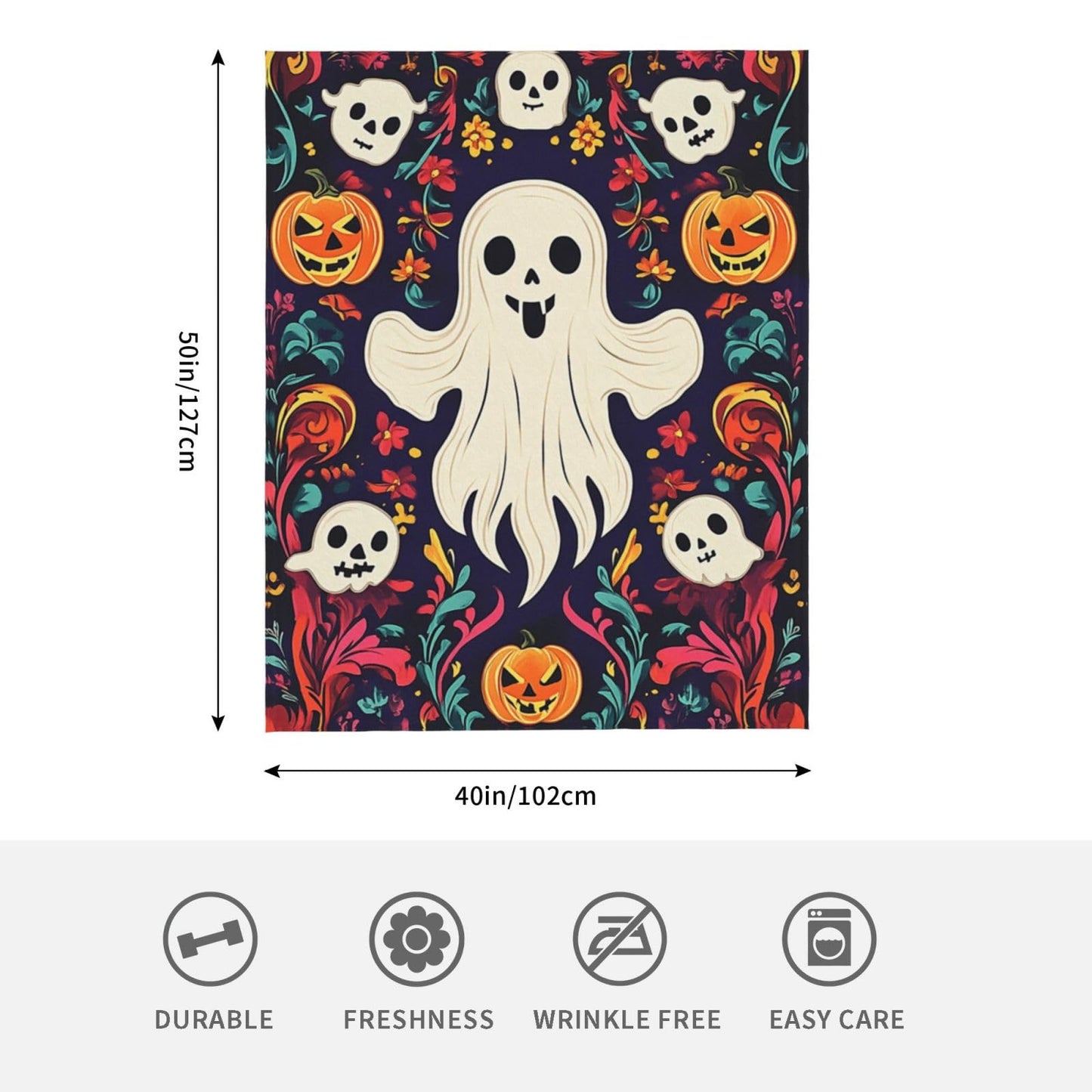 CDSASHCA Spooky Ghosts Flannel Blanket,Cute Design with Floating Phantom Print,Ultra-Soft Fleece for Festival Party Cozy Vibes，Suitable for Sofa,Bed and Office Decoration，Gifts for Friends 40x50 Inch