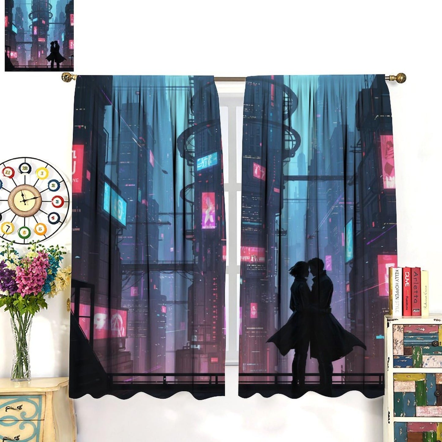 PHTAYOT Fantasy City Curtains Modern Night View Cityscape Skyline Building Scenery Pattern Decor Window Drapes for Bedroom Living Room,2 Panels Set,42x45Inch