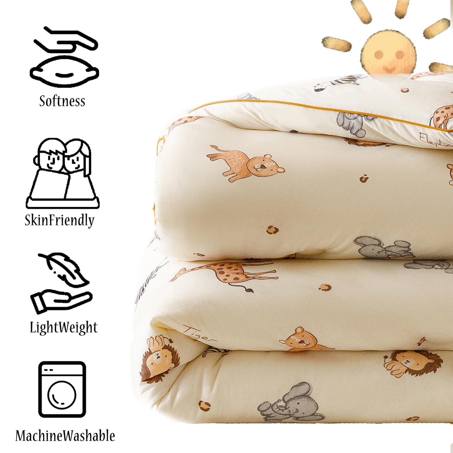 MorroMorn Super Soft Toddler Bedding Set, Thick Fluffy Comforter Sets Neutral Bed Set with Pillowcase for Girls Boys Kids Baby, Lightweight Noiseless Warm Cozy for Fall Winter (Cute Animals)