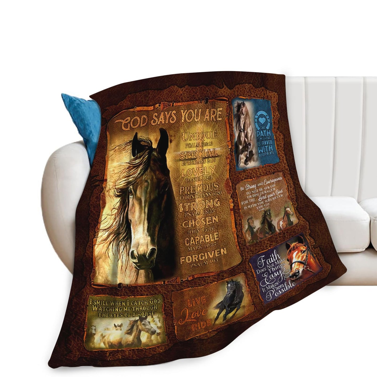 Tijuboni Horse Throw Blanket Christian Religious Gifts for Girls Boys Women Men Kids Adults Soft Flannel Fleece Blanket for Couch Sofa Bed Home Decor 40"x50"