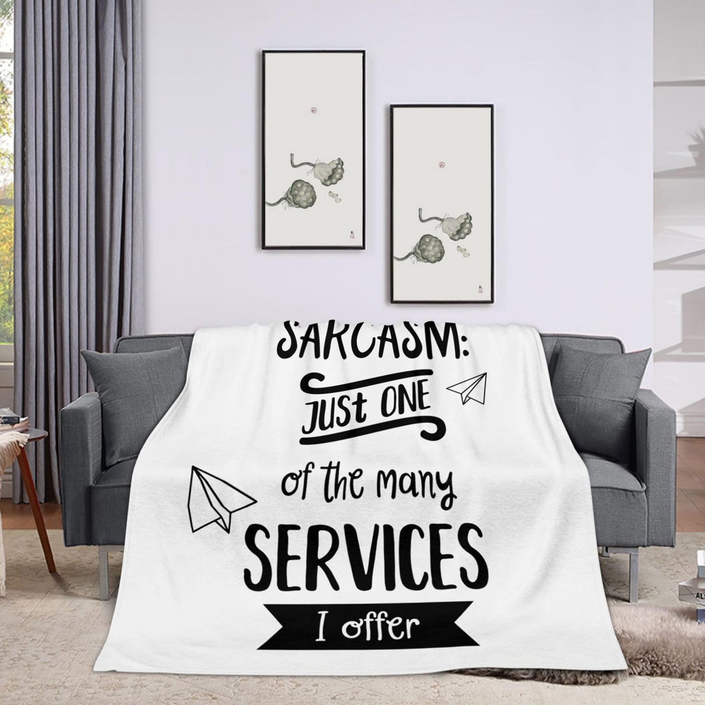 Throw Blanket 40x50 Inch,Funny Calligraphy Quote Cozy Soft Lightweight Fuzzy Flannel Blanket Suitable for Couch Bed Sofa Living Room in All Seasons