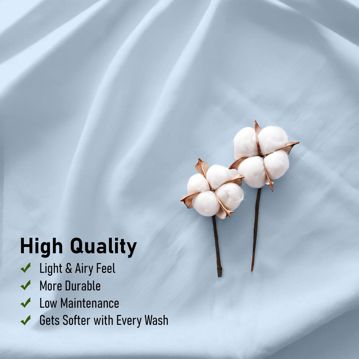 RUVANTI 100% Cotton Percale Sheets, Full Size, Baby Blue