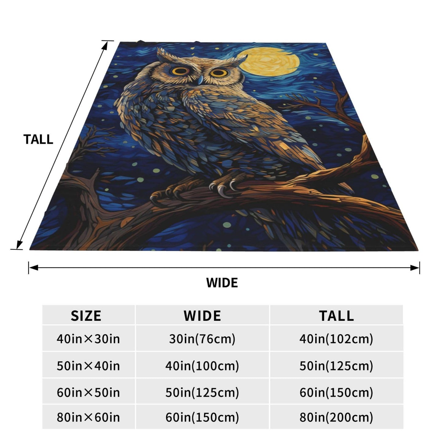 amepay Owl Blanket for Adults Kids Gifts for Owl Lovers Blue Starry Sky Painting Flannel Throw Blankets Soft Comfy Lightweight for Home Decor Couch Bed Sofa 60x50 Inches