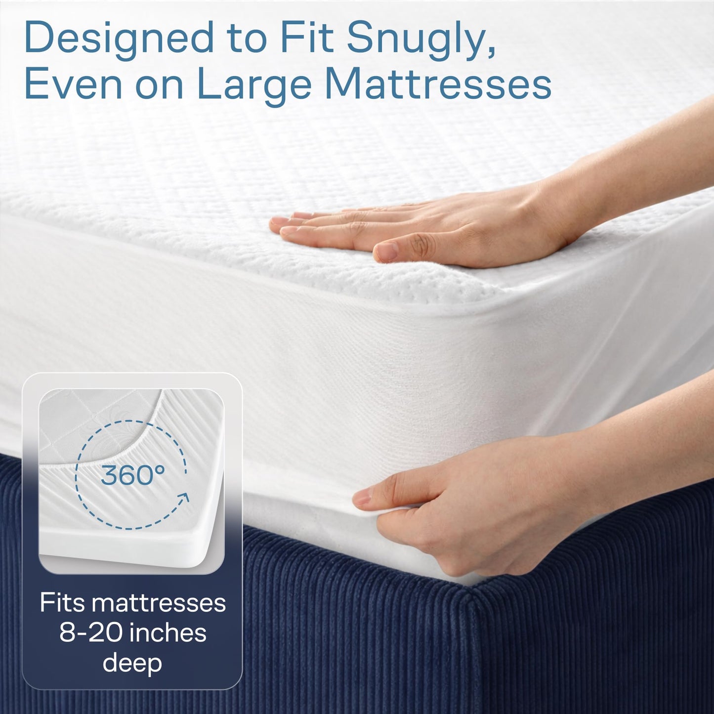100% Waterproof Queen Mattress Protector - 360 Pad Protection Against Spills, Stains & Accidents for Parents & Pet Owners - Noiseless & Cooling Viscose Made from Bamboo (White)