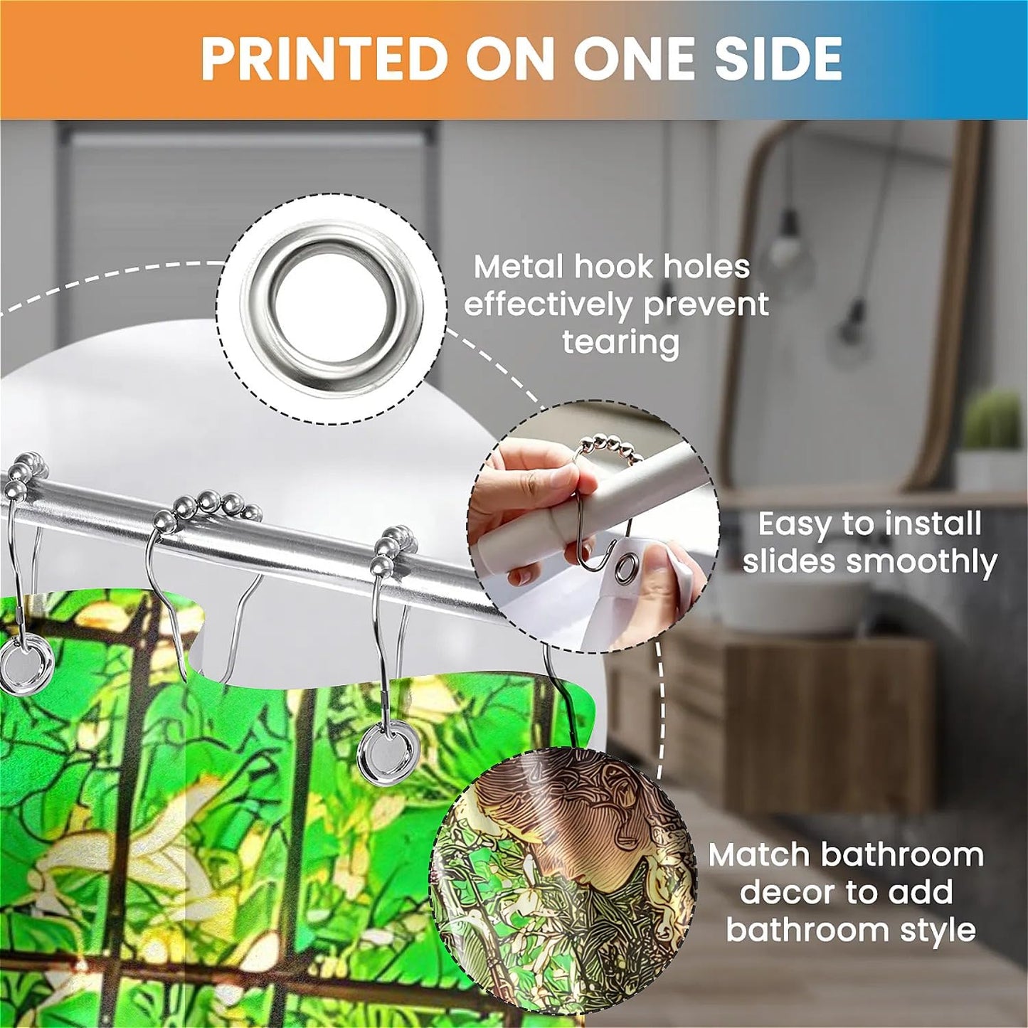 TANGXUNFA Reading Girl Shower Curtain for Bathroom, Water-Resistant Long Shower Curtain Set 72x72 Inch with Metal Grommets and 12 Metal Hooks