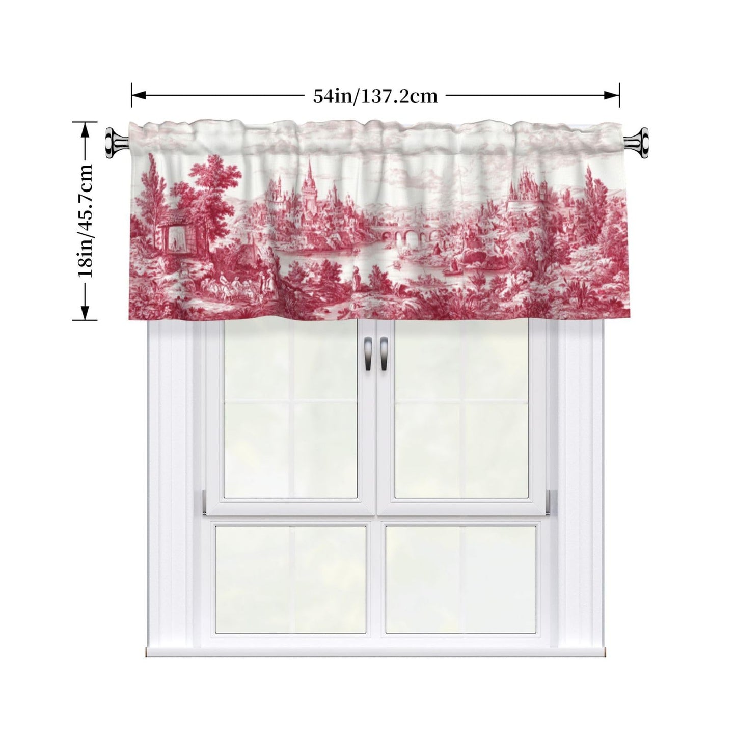 Ecixzyo French Country Valance Curtain Window Valance Treatment Decor Small Window Curtains for Bedroom Kitchen Bathroom Living Room 1 Panel 54x18in