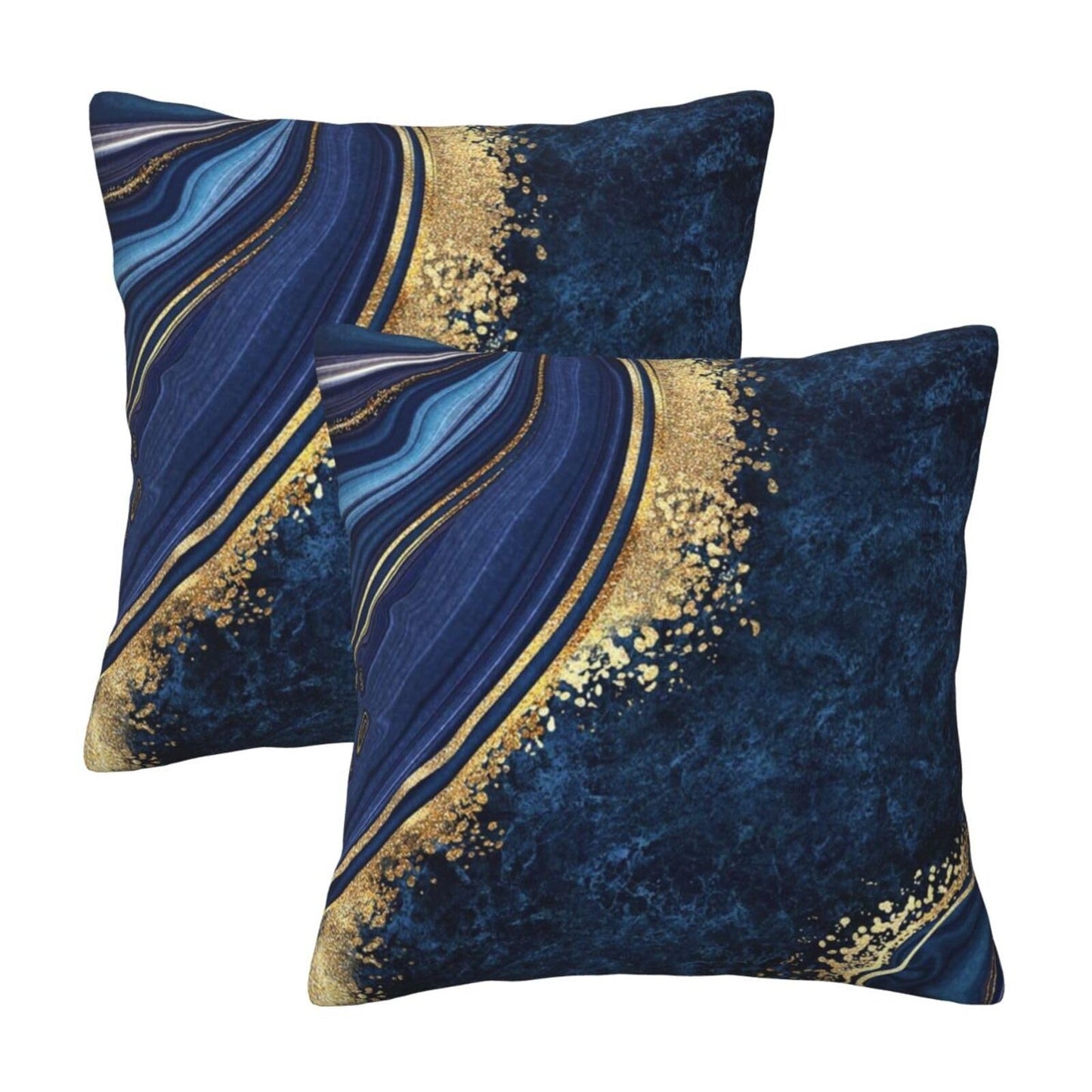 Lcokin Navy Blue and Gold Marble Throw Pillow Cover 18x18 in Set of 2 Cushion Modern Farmhouse Pillow Covers Soft Pillow Cases Decor for Couch Sofa Living Room Bedroom Home
