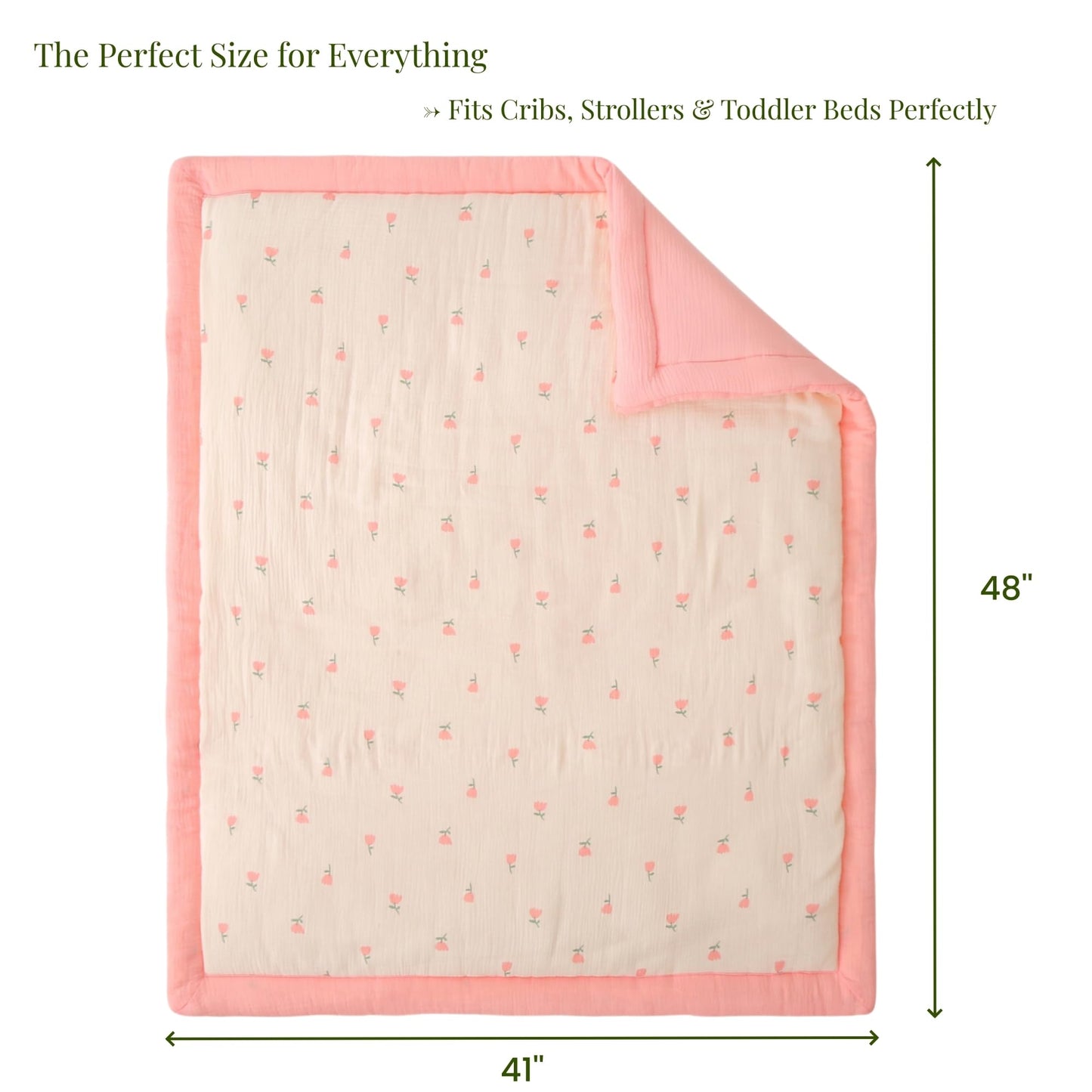 CLoucl Cotton Muslin Toddler Comforter/Quilt,Ultra Soft & Breathble Muslin Toddler Blanket,All Season Baby Blankets for Boys and Girls, Machine Washable,41"x48"