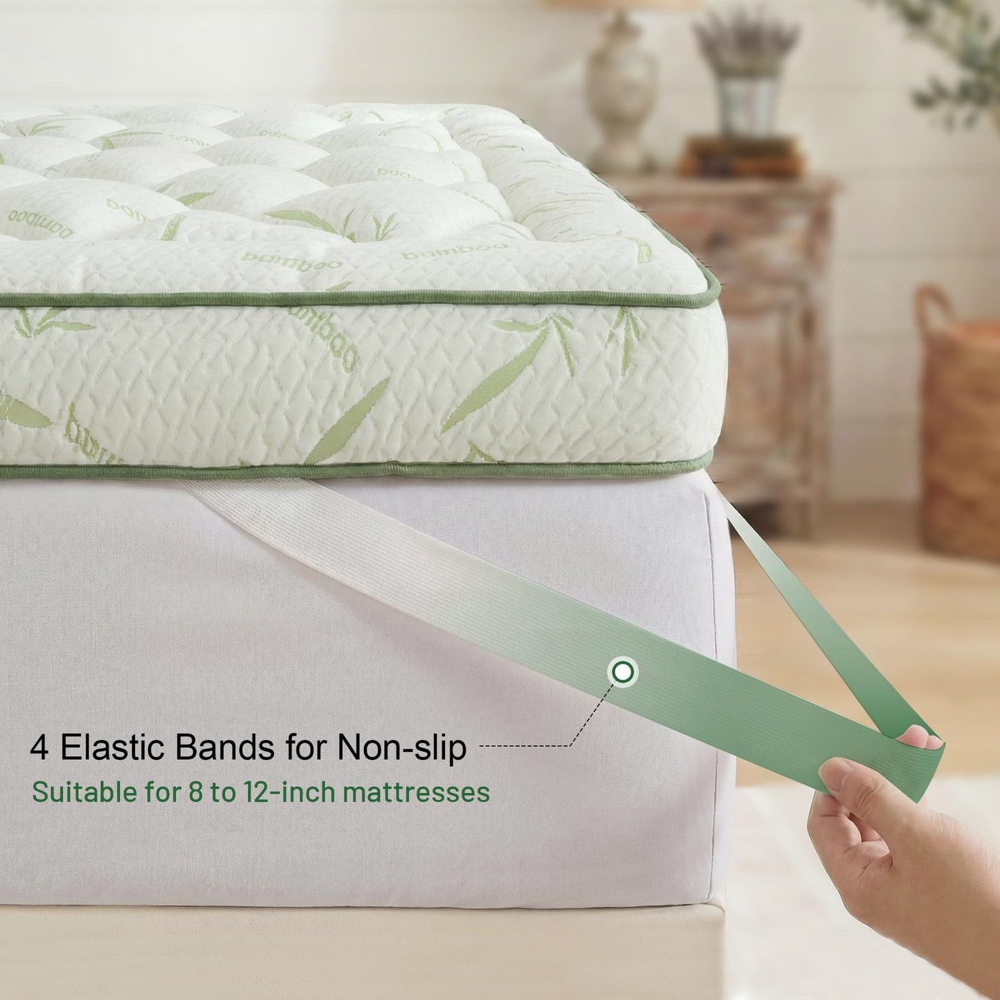 HomKdom Queen Mattress Topper, Cooling Mattress Topper for Back Pain Relief, 65% Polyester, 35% Viscose Derived from Bamboo, Cooling for Hot Sleepers & Night Sweats, 1200 GSM Down Alternative Fill