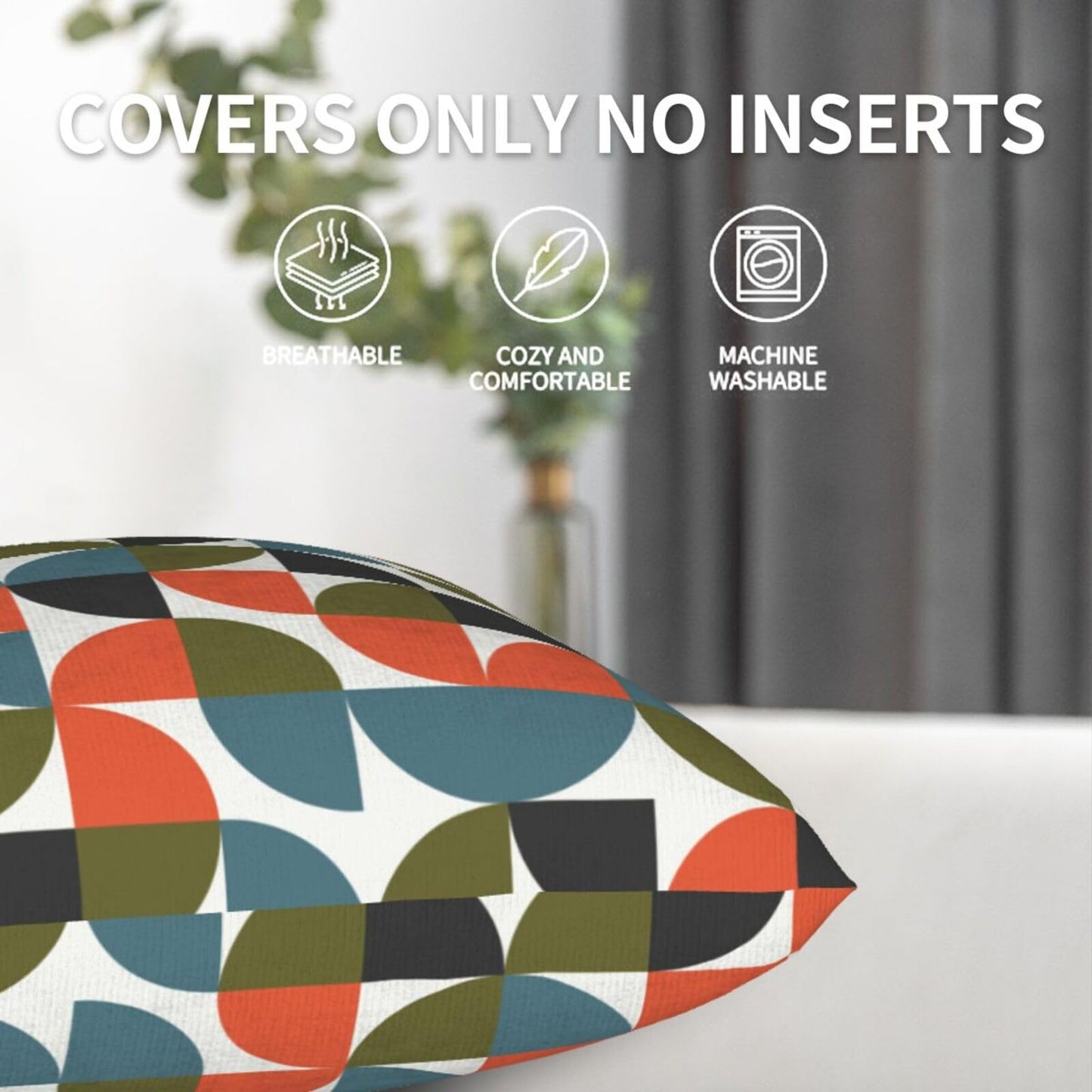 aipoase Mid Century Throw Pillow Covers 18 X 18 Inch Set of 2 Pillow Cases Decoration Cushion Cover for Sofa Bedroom Living Room Outdoor
