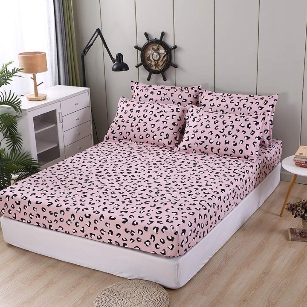 Girls Leopard Print Bedding Set Teens Luxury Pink Black Cheetah Print Bed Sheet Set Twin Size for Kids Children Women Bedroom Decor Fitted Sheet Chic Wild Animal Bed Cover with 1 Pillow Case