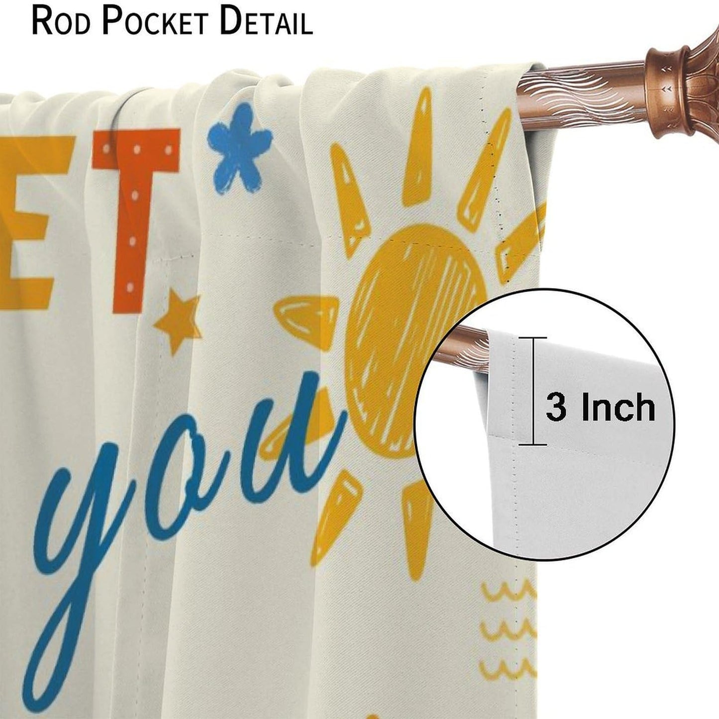 AAVEUP Cartoon Curtains for Kids,Colorful Early Childhood Learning Education Sun Rainbow Stars Cute Quotes Window Drapes for Nursery Boys Girls Bedroom Living Room 42x45in（No Blackout）