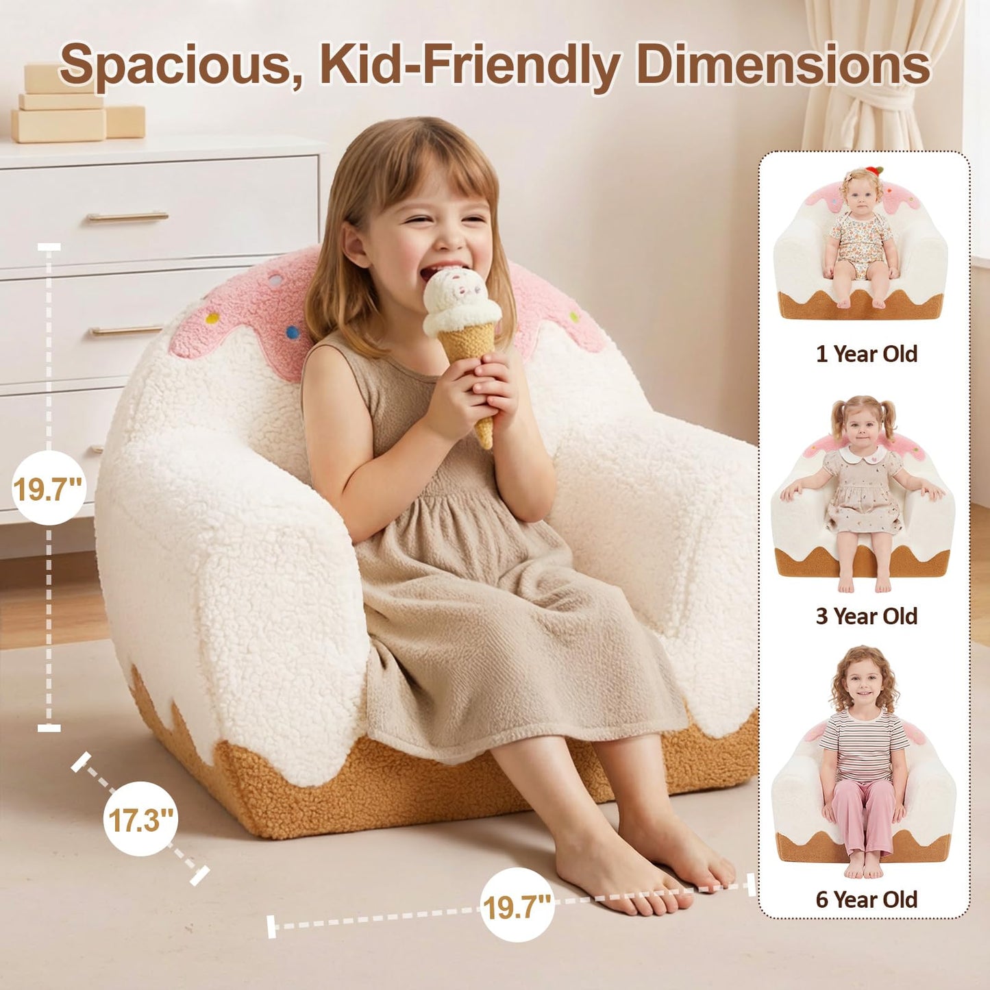 OUOZZZ Kids Chair Comfy for Girls 1-6 Years Old, Soft Sherpa Toddler Sofa