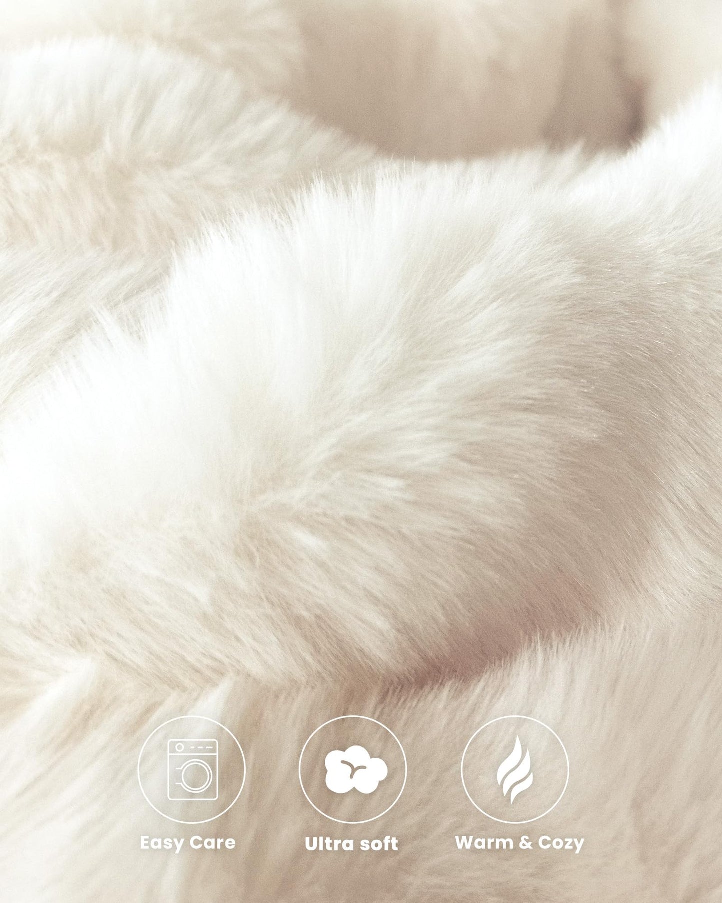 blunique Ultra Soft Cozy Faux Fur Throw Blanket, Fuzzy Plush Thick Bubble Blanket, Luxury Fluffy Blanket for Couch, Sofa, Bedroom, and Living Room, 50x60 Inches, Cream White