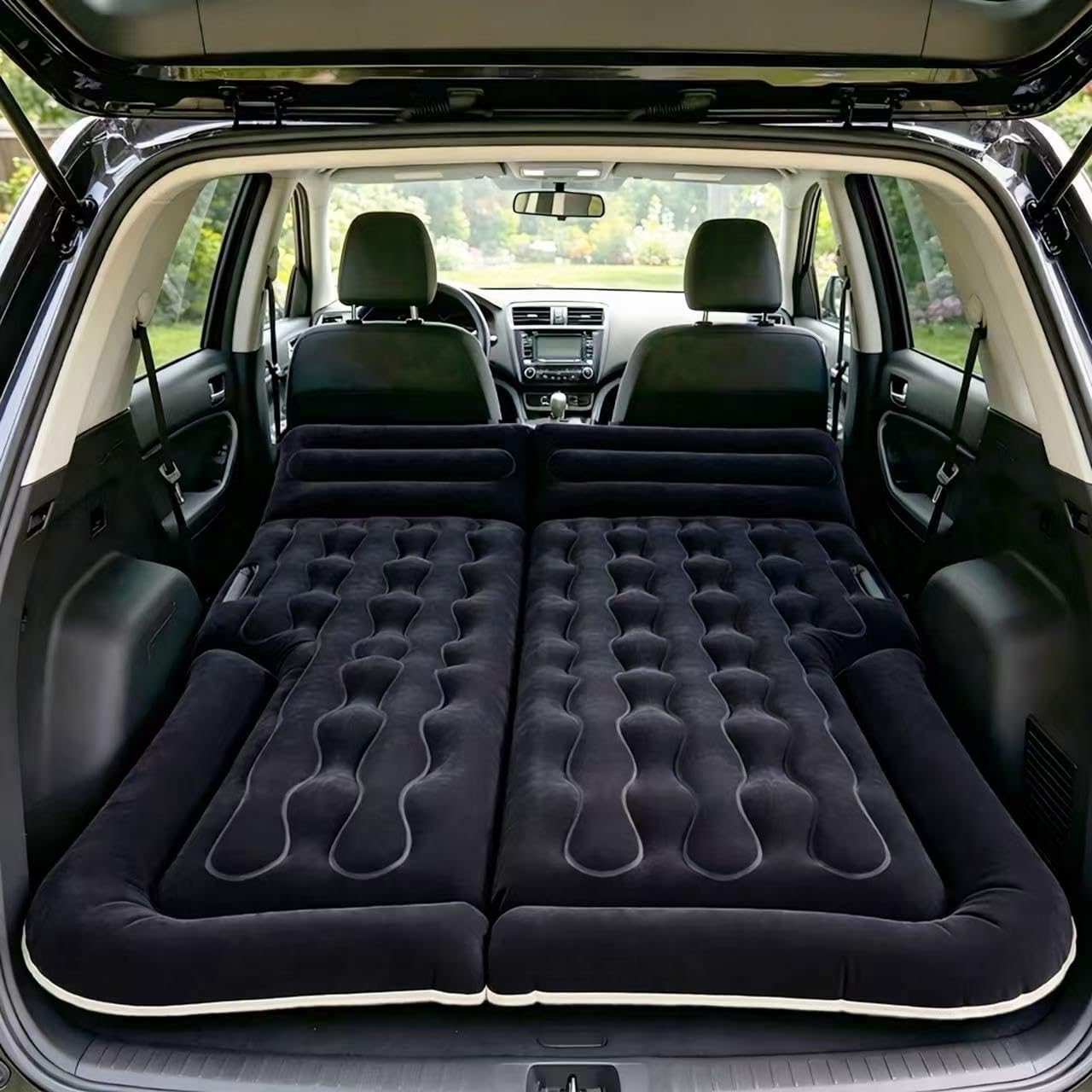 Eooqi Inflatable Car Air Mattress for SUV, Sedan, Truck & Minivan, Back Seat Car Bed for Car Camping & Travel, Portable Mattress with earplugs, Window Screens, Eye Mask & Storage Bags