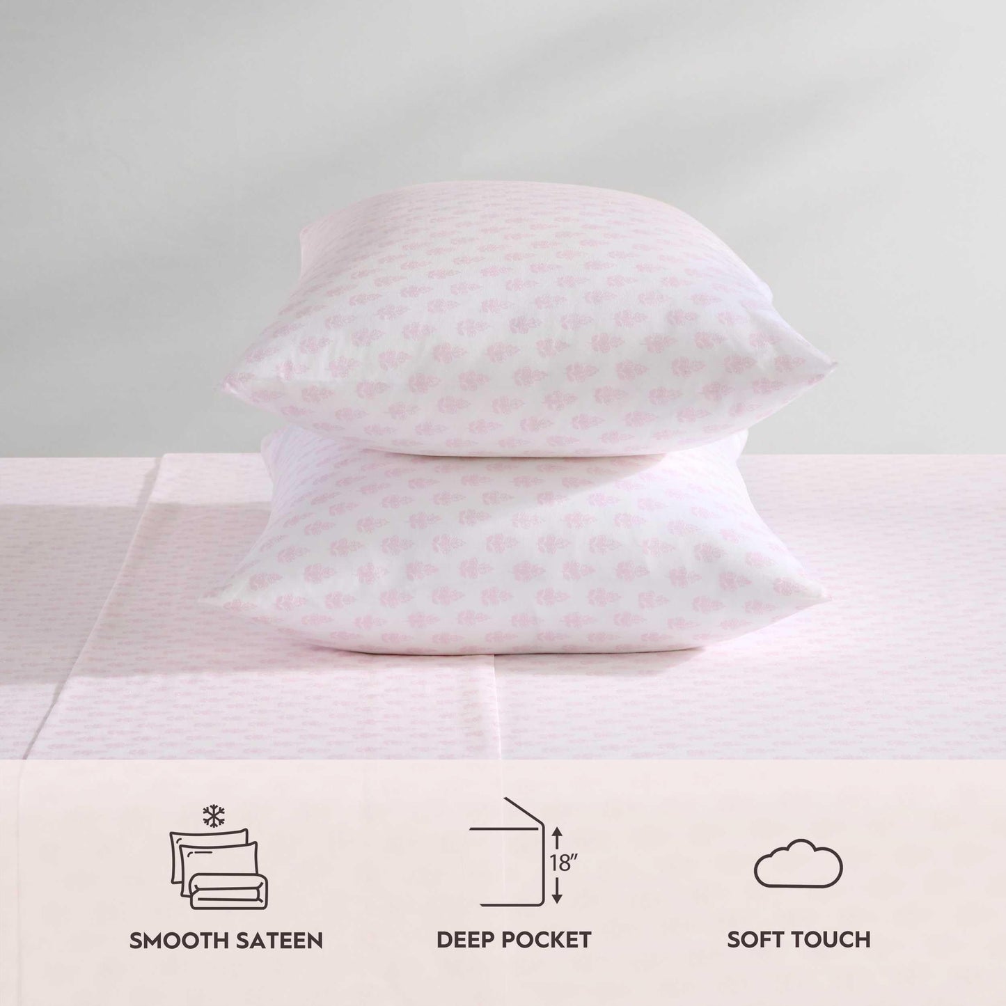 Laura Ashley - Twin Size Sheet Set, 100% Cotton Percale Bedding with Matching Pillowcase, Fully Elastic Fitted Sheet, Deep Pocket, Floral Room Decor (Francesca Pink)