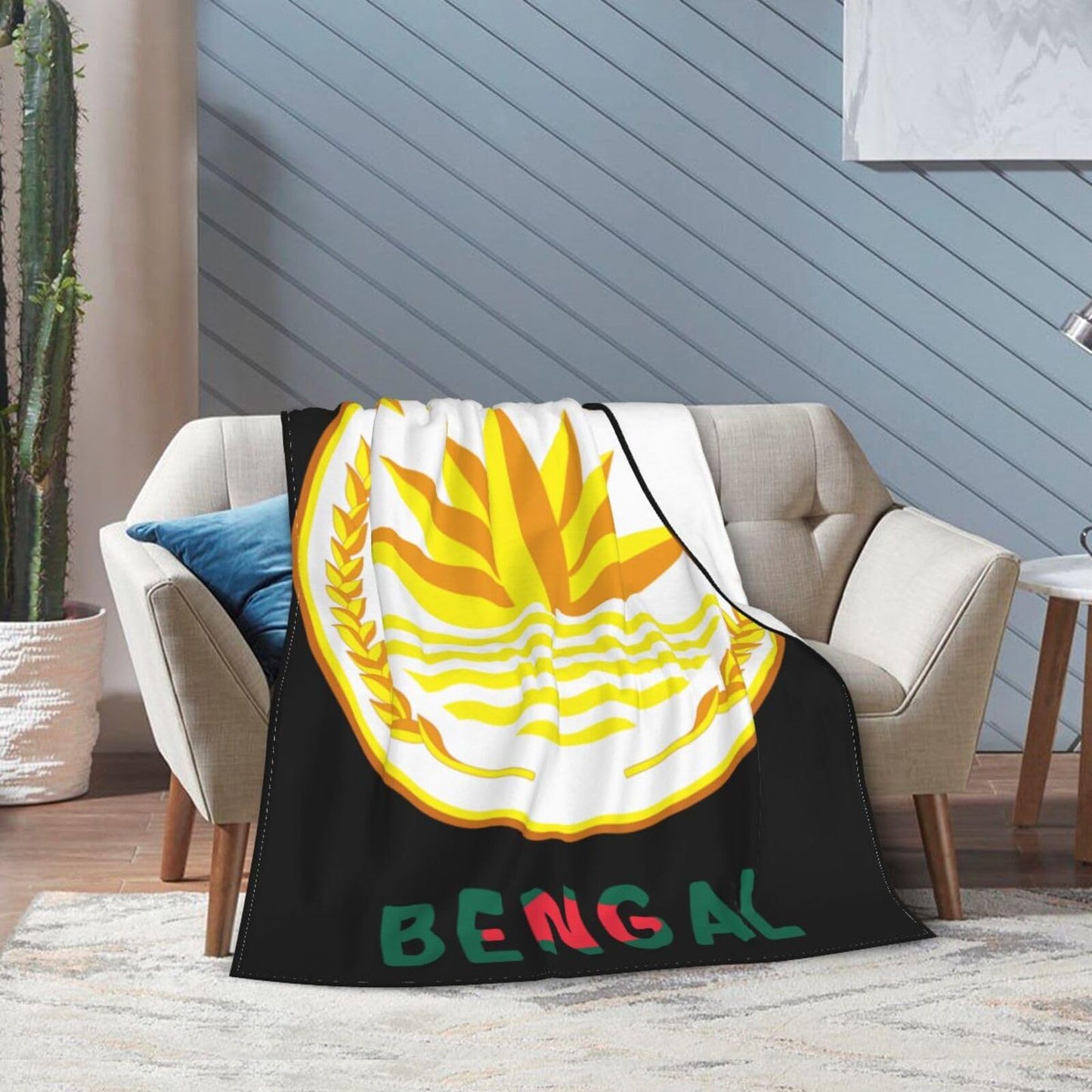 Bengal National Emblem Blanket Throw Blanket for Couch Sofa Plush Fleece Bed Blankets Lightweight Comfy Flannel Ultra-Soft Warm Blankets for Home Camping Travel Gift 50"X40"