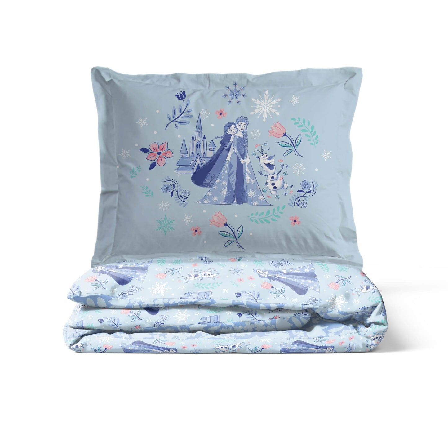 Jay Franco Kids Duvet Cover Set with Sham & Pillowcase – Ultra-Soft Bedding for Room Decor, Cover ONLY Comforter NOT Included, Blue - Frozen, 2 Piece Twin