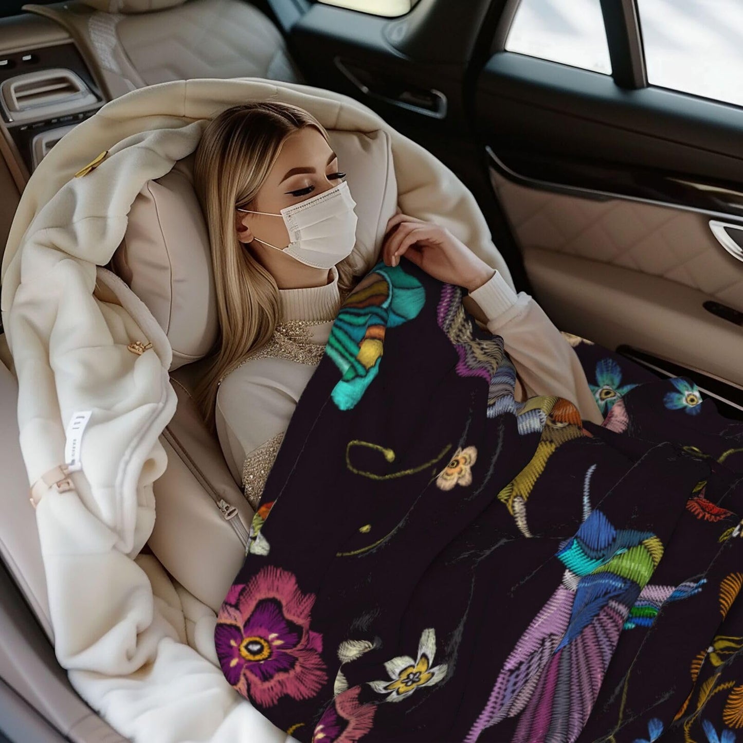 Abucaky Hummingbird Bird Fleece Throw Blanket Ultra Soft Cozy Blooming Flowers Decorative Flannel Blanket for Home Bed Couch Chair Travel 40x30in