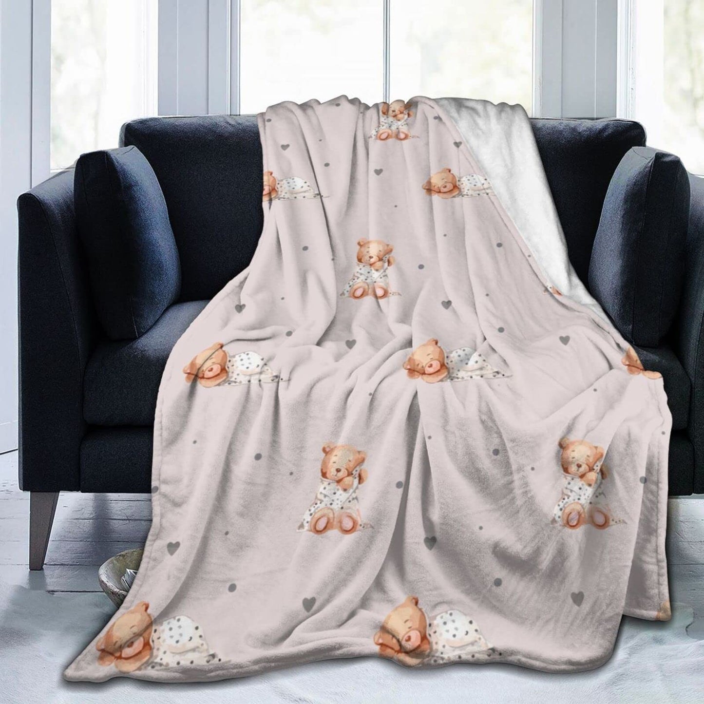 Perinsto Cute Bears Throw Blanket Ultra Soft Warm All Season Decorative Fleece Blankets for Bed Chair Car Sofa Couch Bedroom 50"X40"