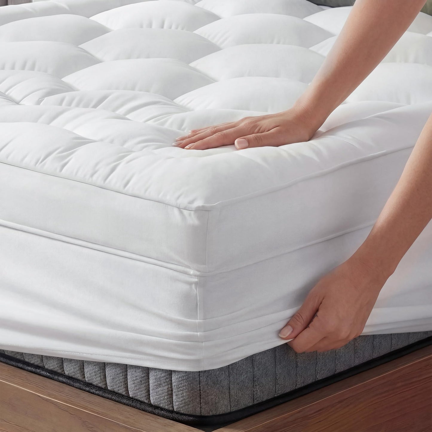 Homkdom Twin Mattress Topper for Back Pain & Hip Relief, Cloud-Like Pillow Top Mattress Topper for College Dorm Room Essentials, Quilted Fitted Mattress Pad Protector 6-21'' Deep Pocket, Washable