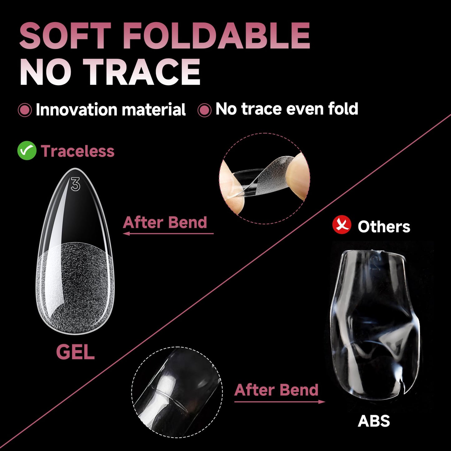 UNA GELLA Medium Almond Gel Nail Tips Half Matte 312pcs Almond Gel Nails No C Curve Clear False Fake Nails Effective Nail Extensions for DIY Art Salon-Level Press On Nails, 12 Sizes