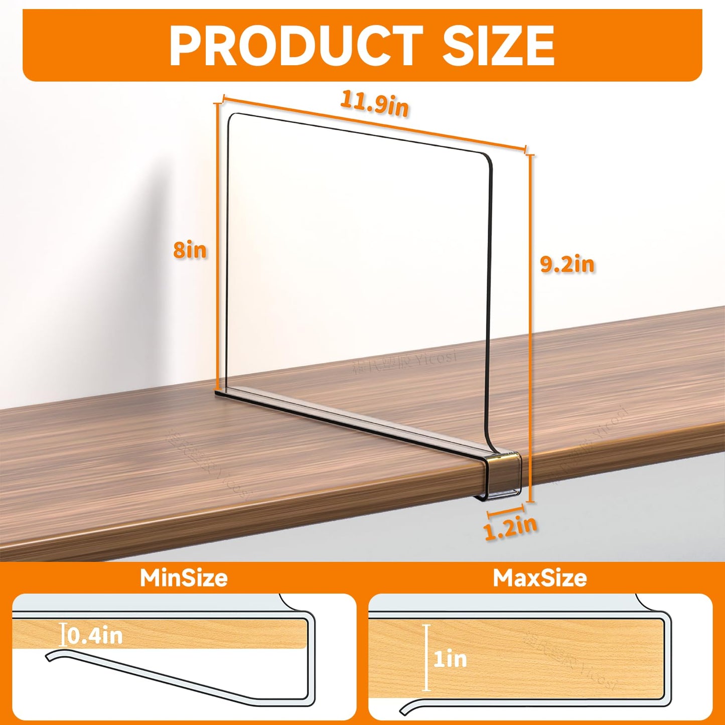 Clear Acrylic Shelf Dividers for Closet Organization - 6 Pack Closet Shelf Divider for Sweatshirt,Towel,Bag,Purse,Clothing,Sweater Organizer,Plastic Dividers and Separators for Shelves and Bedroom
